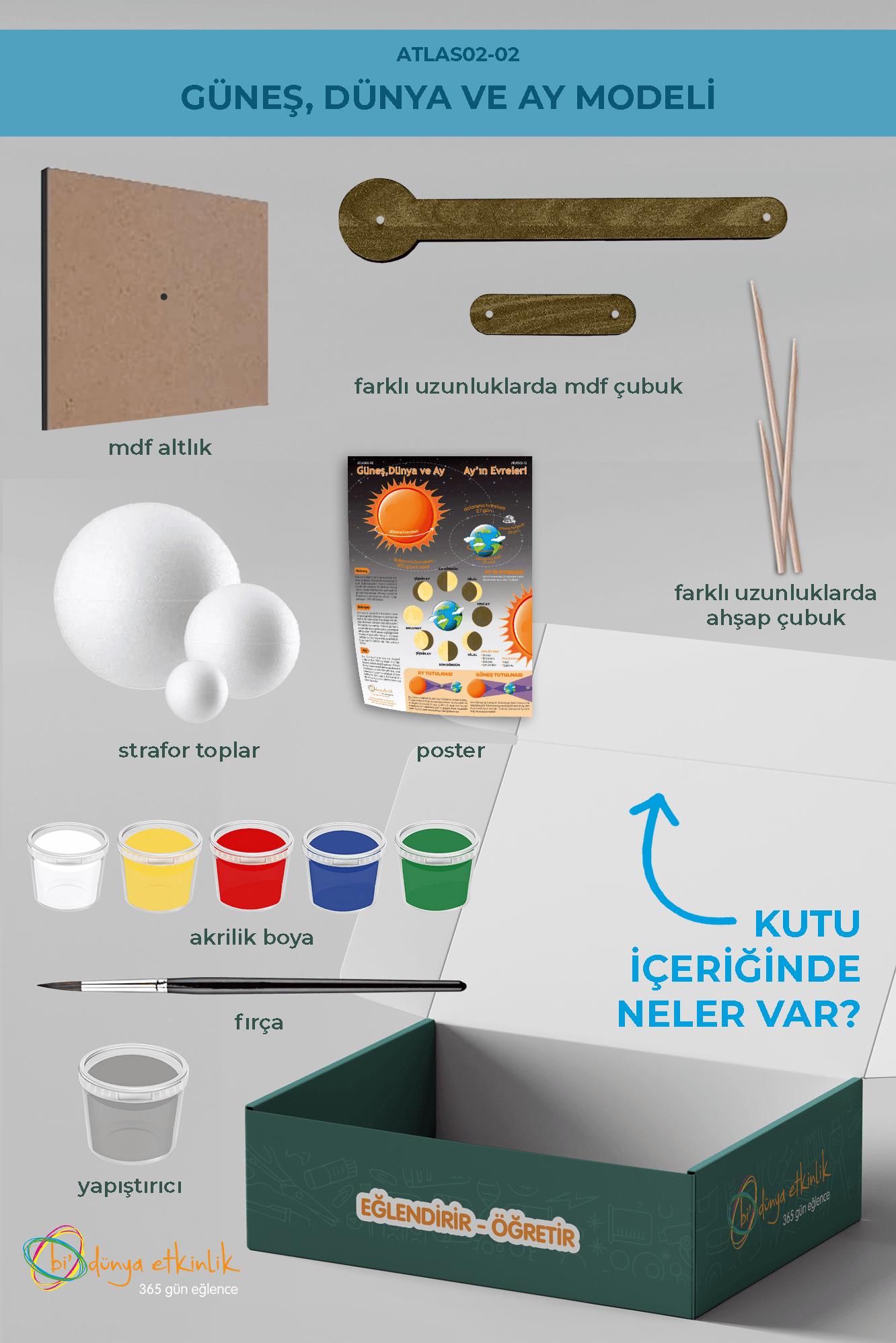 Güneş,Dünya ve Ay Modeli Deney Seti | 02-02