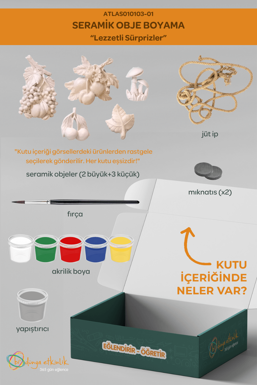 Seramik Obje Boyama Seti “Lezzetli Sürprizler” ( 2 Büyük + 3 Küçük Obje)