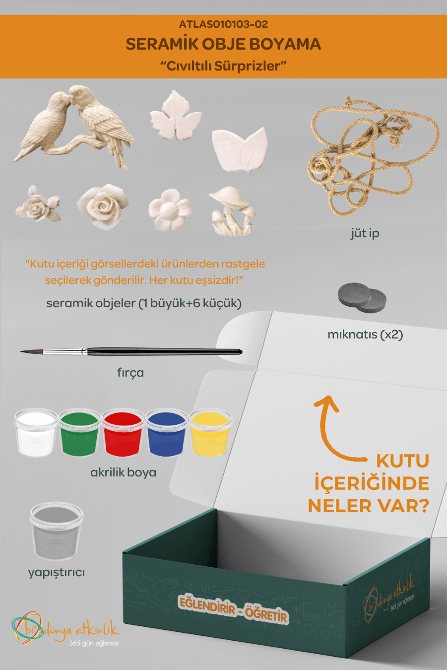 Seramik Obje Boyama Seti “Cıvıltılı Sürprizler” (1 Büyük + 6 Küçük Obje)