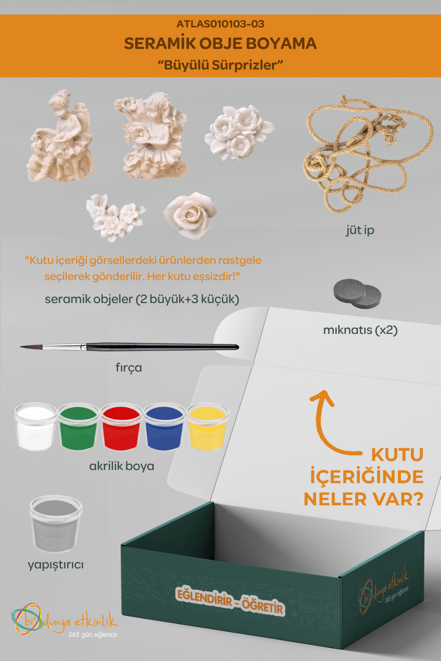Seramik Obje Boyama Seti “Büyülü Sürprizler” ( 2 Büyük + 3 Küçük Obje)