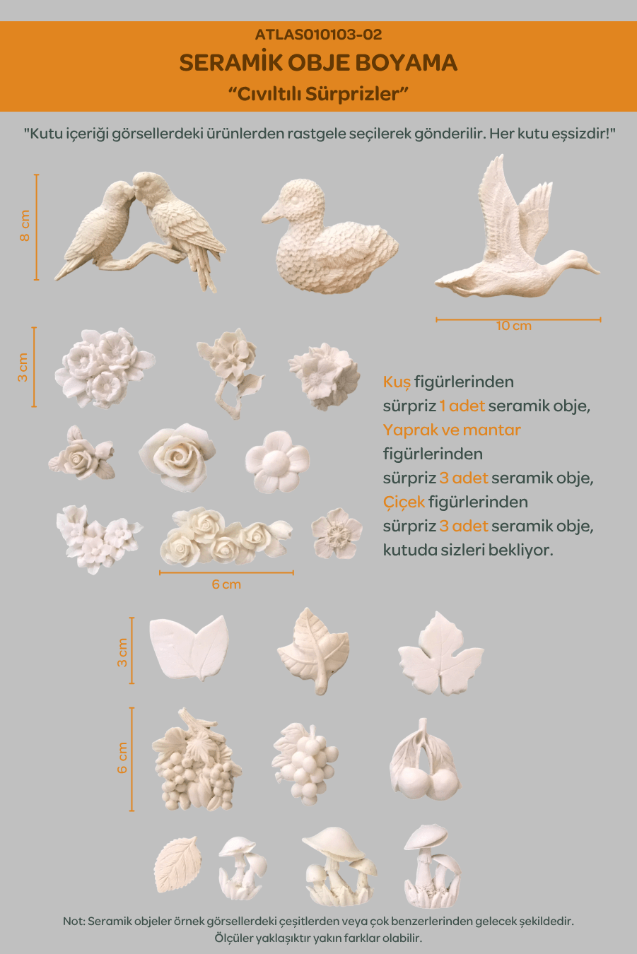 Seramik Obje Boyama Seti “Cıvıltılı Sürprizler” (1 Büyük + 6 Küçük Obje)
