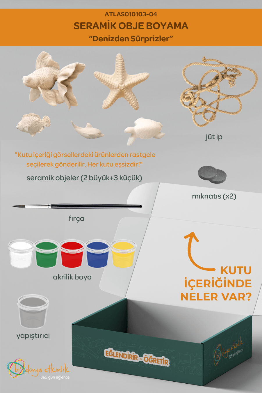 Seramik Obje Boyama Seti “Denizden Sürprizler” ( 2 Büyük + 3 Küçük Obje)