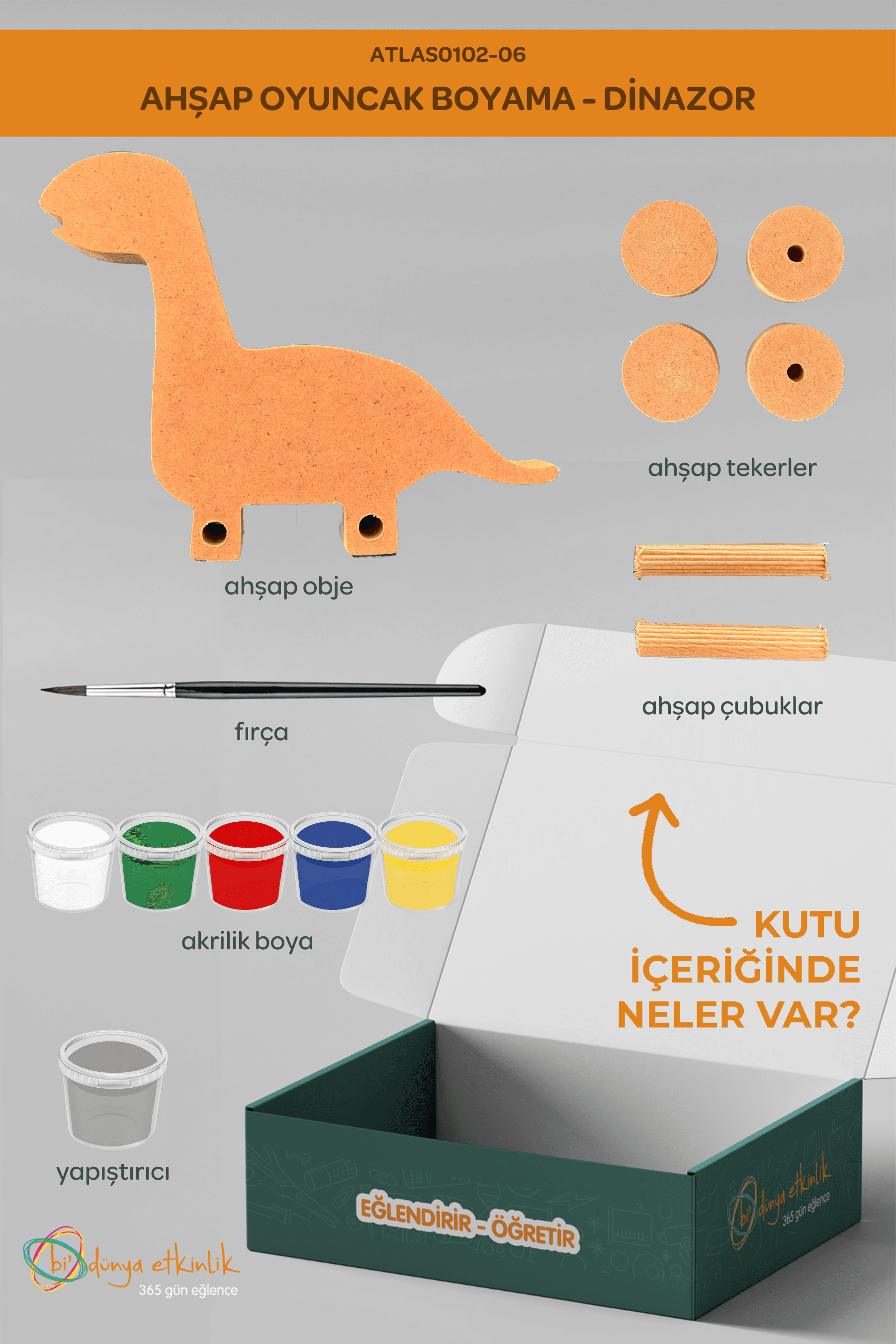 Ahşap Oyuncak Boyama Seti Dinazor - Hobi Seti | 0102-06