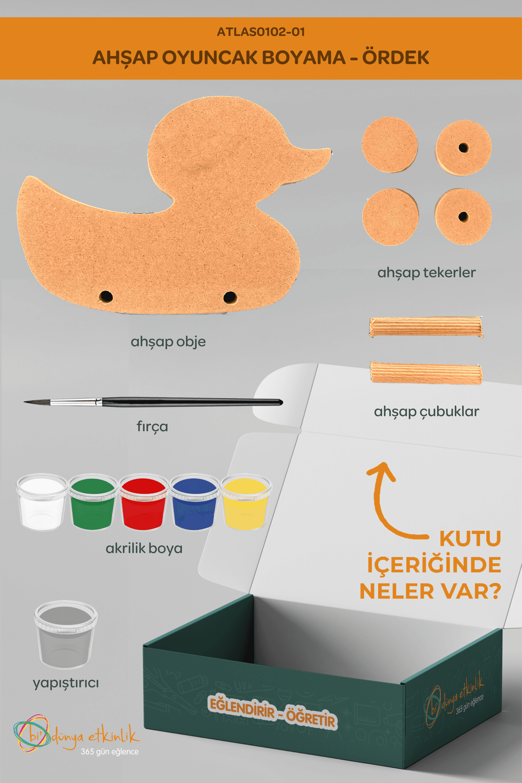 Ahşap Oyuncak Boyama Seti Ördek - Hobi Seti | 0102-01