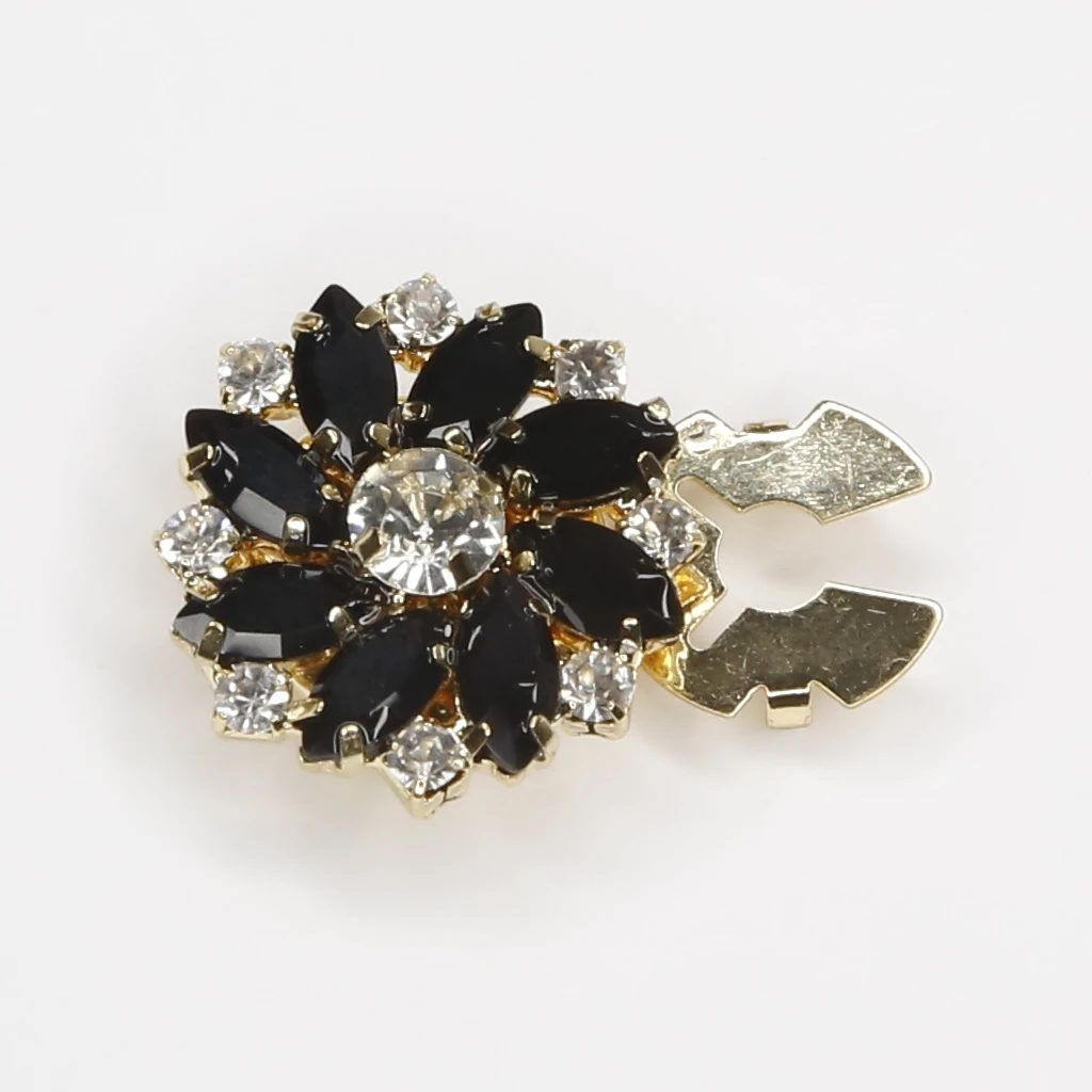 Siyah Çiçek Figürlü Düğme Aksesuarı