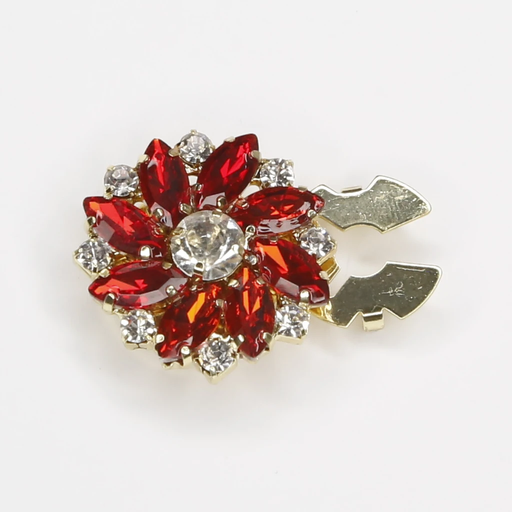 Kırmızı Çiçek Figürlü Düğme Aksesuarı