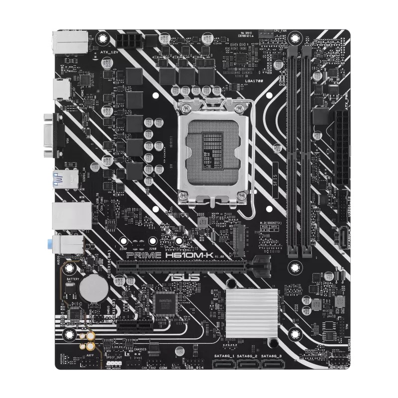 ASUS PRIME H610M-K  Intel® H610 (LGA 1700) micro-ATX anakart, DDR5, PCIe 4.0, M.2 yuvası, Realtek 1 Gb Ethernet, HDMI™, VGA, USB 3.2 Gen 1, SATA 6 Gbps, COM başlığı, RGB başlığı