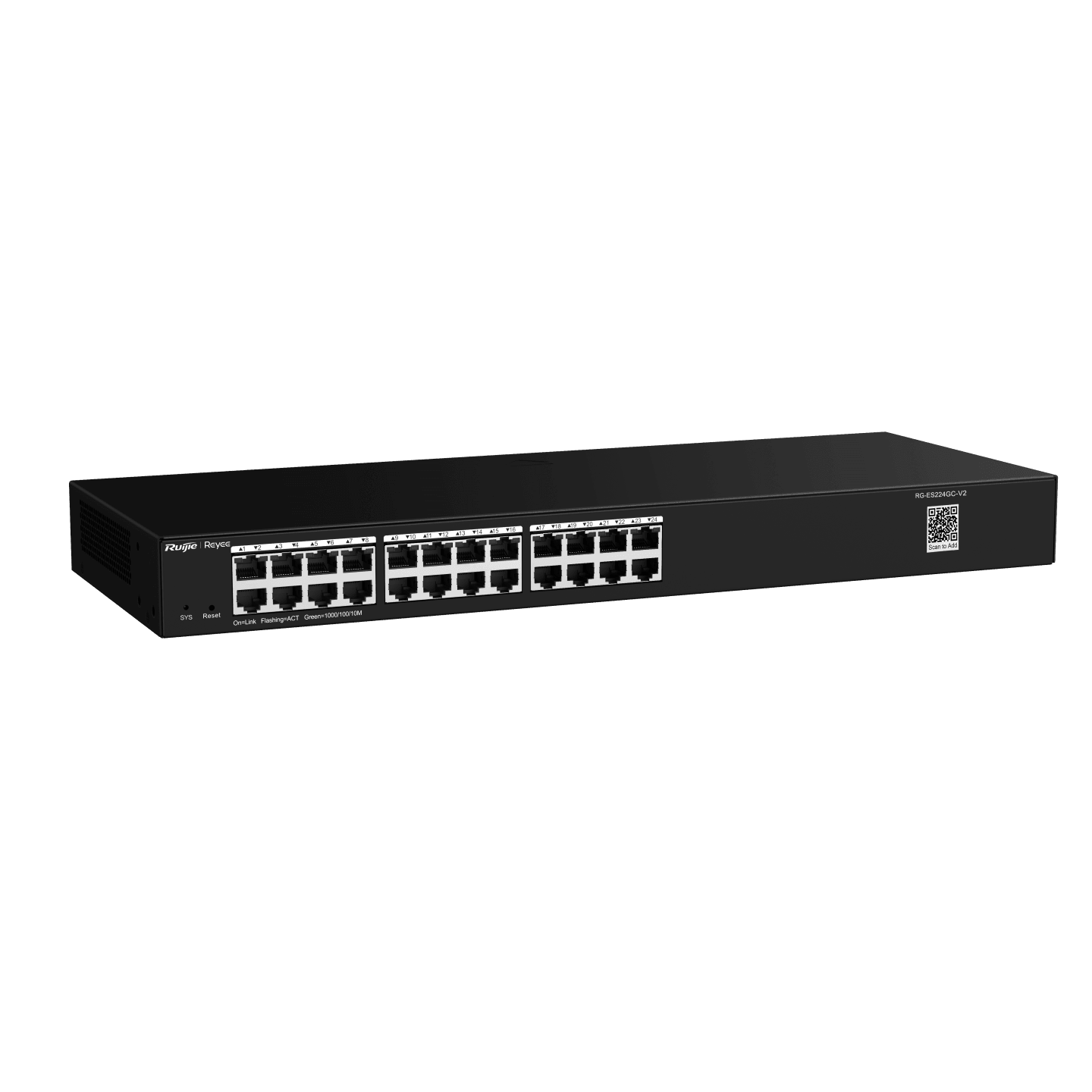 Ruijie RG-ES224GC – 24 Port Gigabit Akıllı Yönetilebilir Switch (Fanless) – Türkiye Distribütör Garantili
