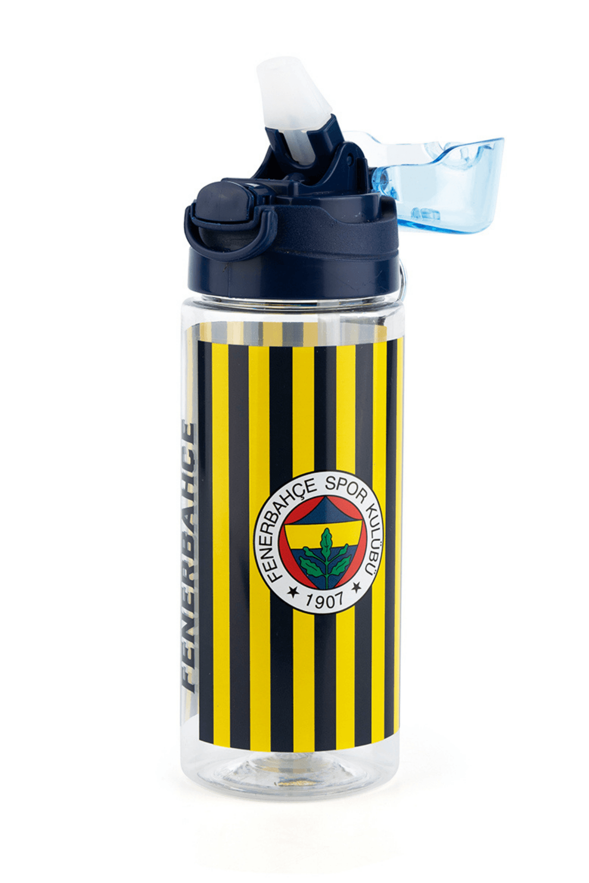 Lisanslı Fenerbahçe Pipetli 500 ml Çocuk Sarı Lacivert Çubuklu Okul Matarası