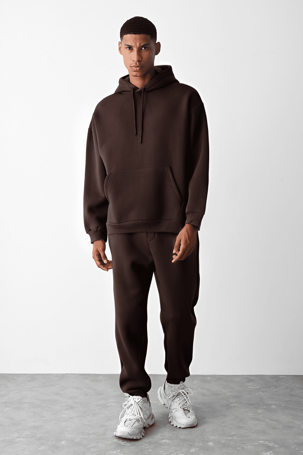 Kahverengi Oversize Hoodie Takım