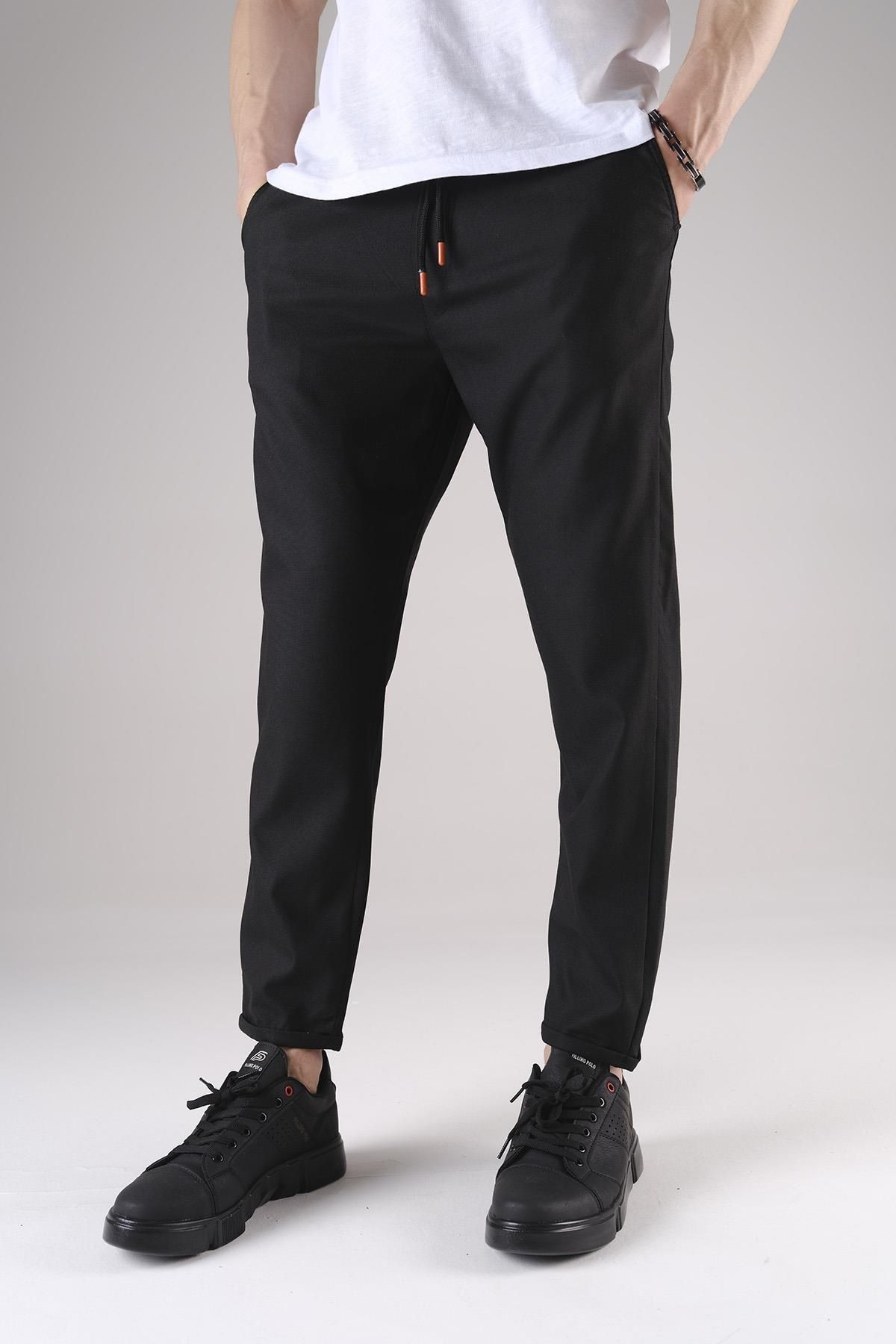 Siyah riklalı Erkek Slim fit Pantolon