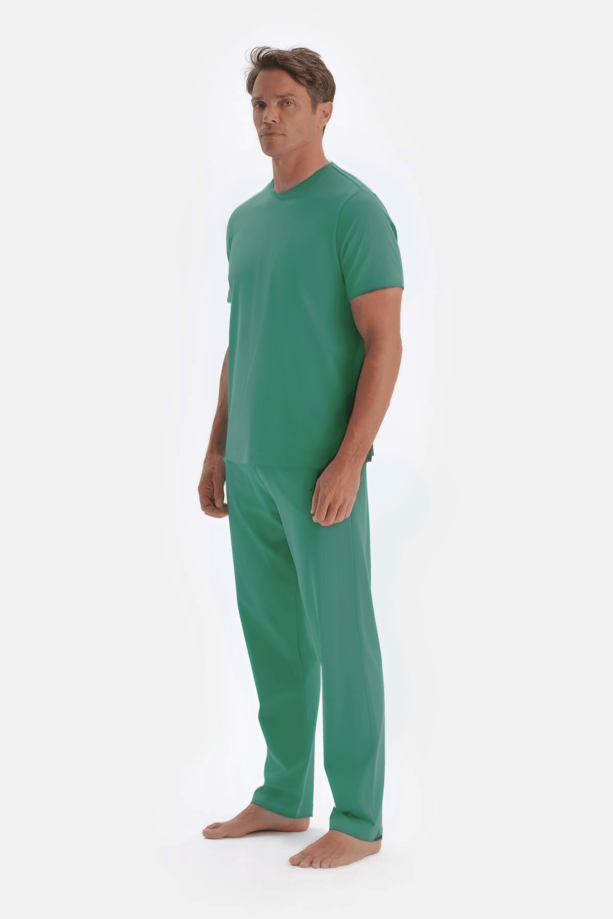 Erkek Premium Kalite Pijama Alt üst Takım Yeşil