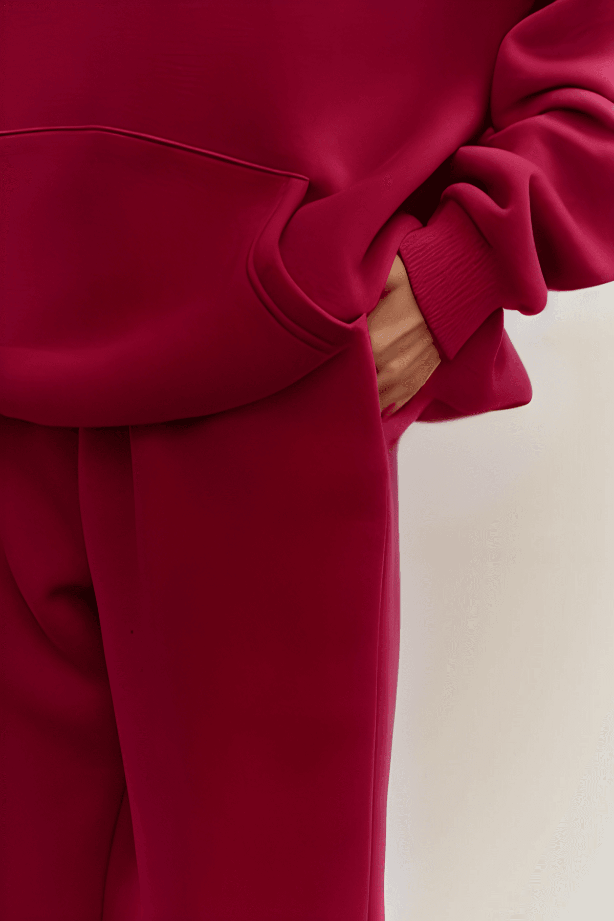 Kadın Bordo Oversize 3 İplik Eşofman Takımı