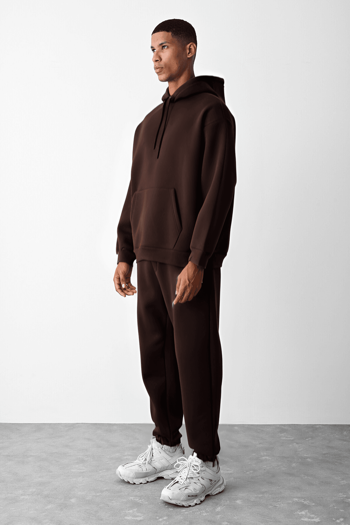 Kahverengi Oversize Hoodie Takım