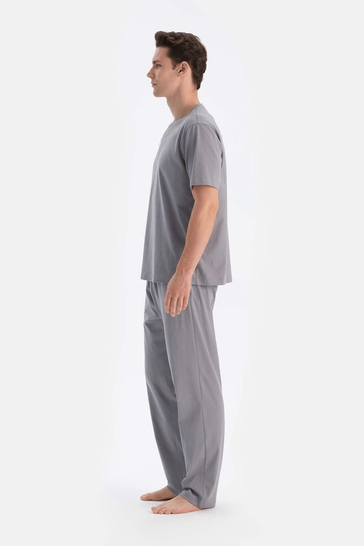 Erkek Premium Kalite Pijama Alt üst Takım Gri