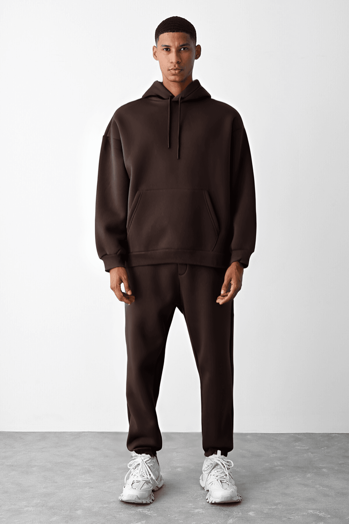 Kahverengi Oversize Hoodie Takım