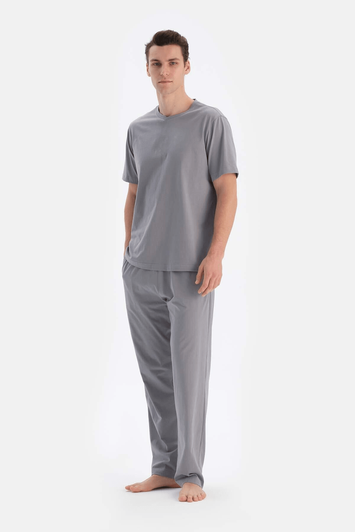 Erkek Premium Kalite Pijama Alt üst Takım Gri