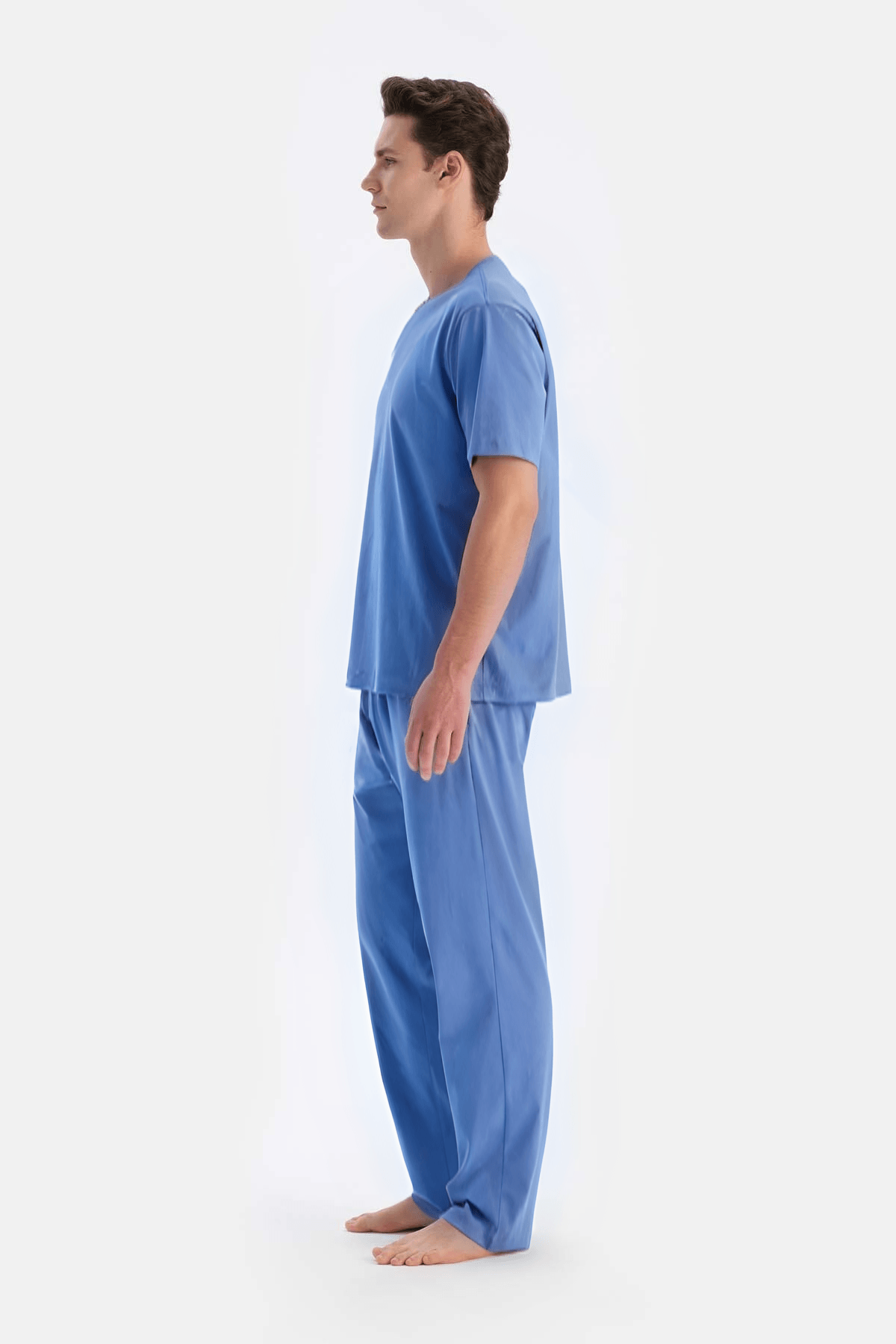 Erkek Premium Kalite Pijama Alt üst Takım Mavi