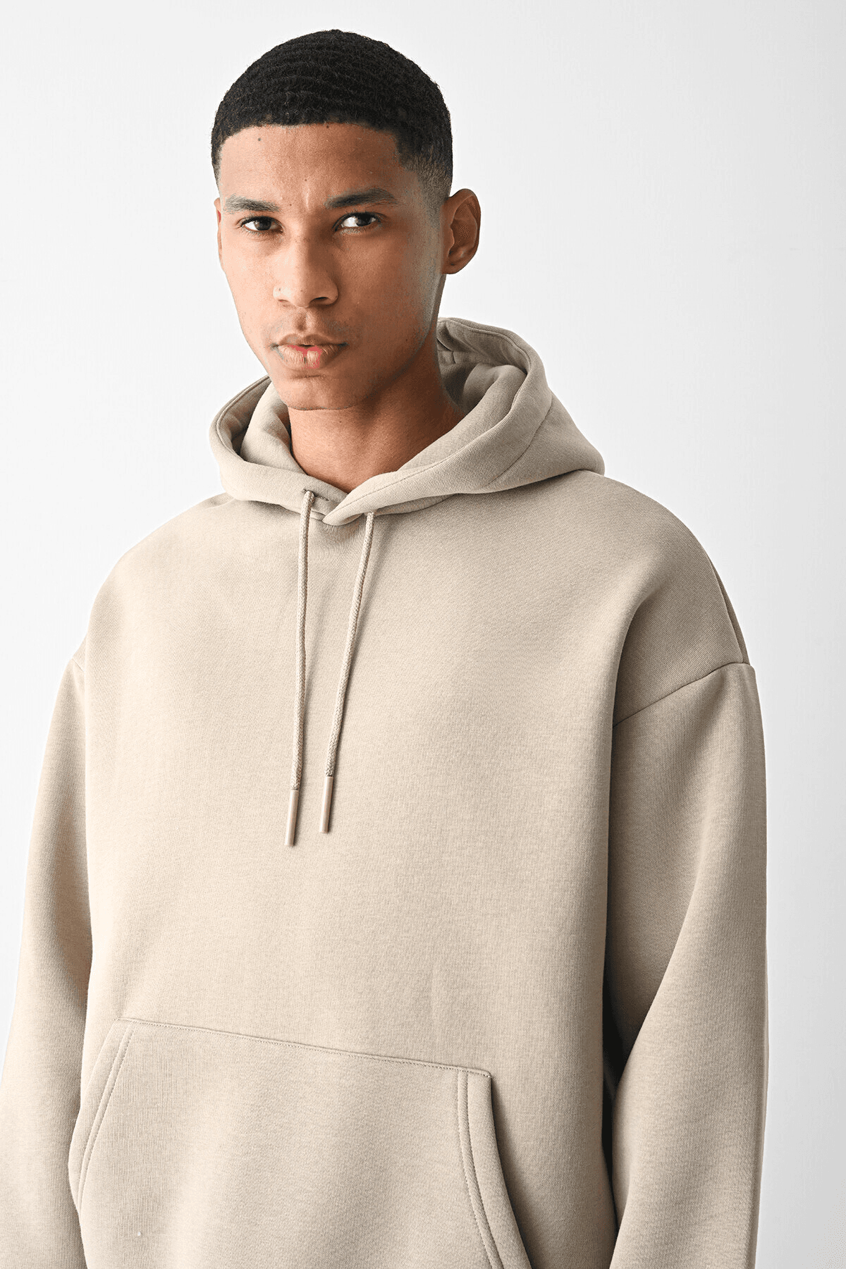 Bej Oversize Hoodie Takım