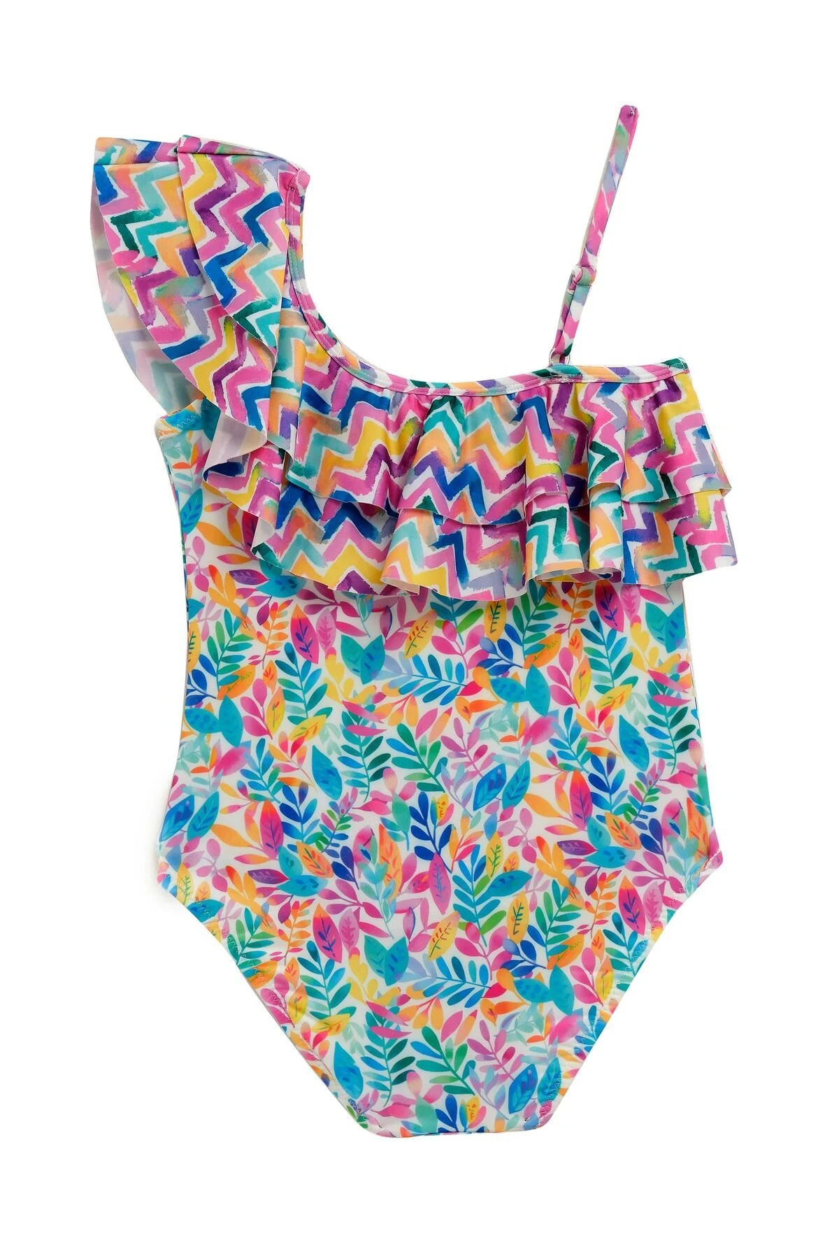 Atina Tek Omuz Volanlı Kız Çocuk Mayo 5221