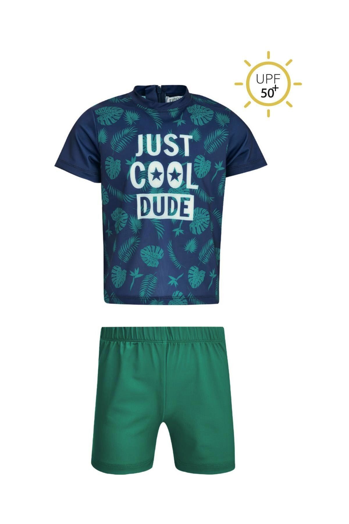 UPF 50+ Korumalı Çocuk Mayo Just Cool Dude Baskılı 5600