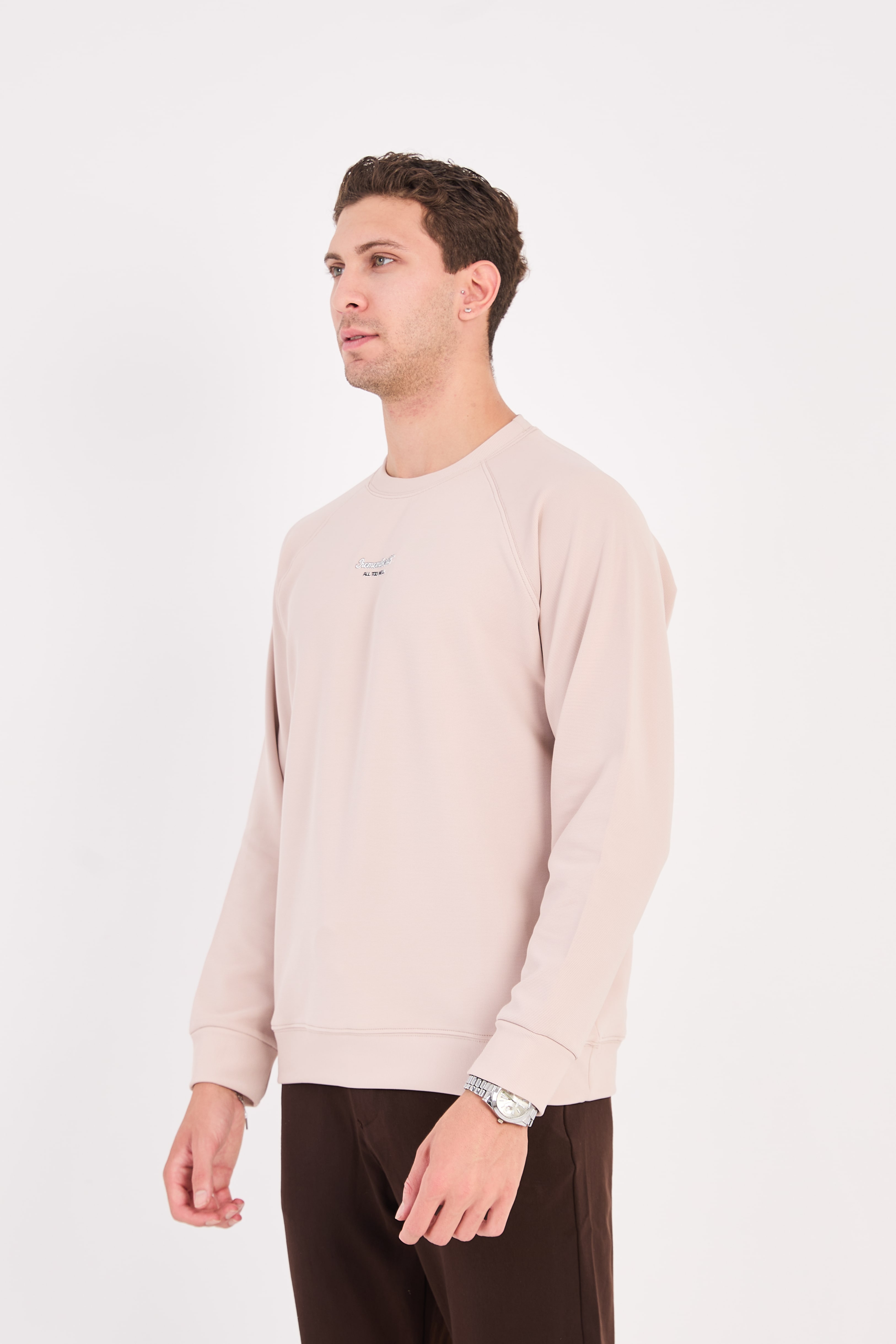 Rahat Kesim Dokulu Ottoman Kumaş Baskılı Erkek Sweatshirt -R2601