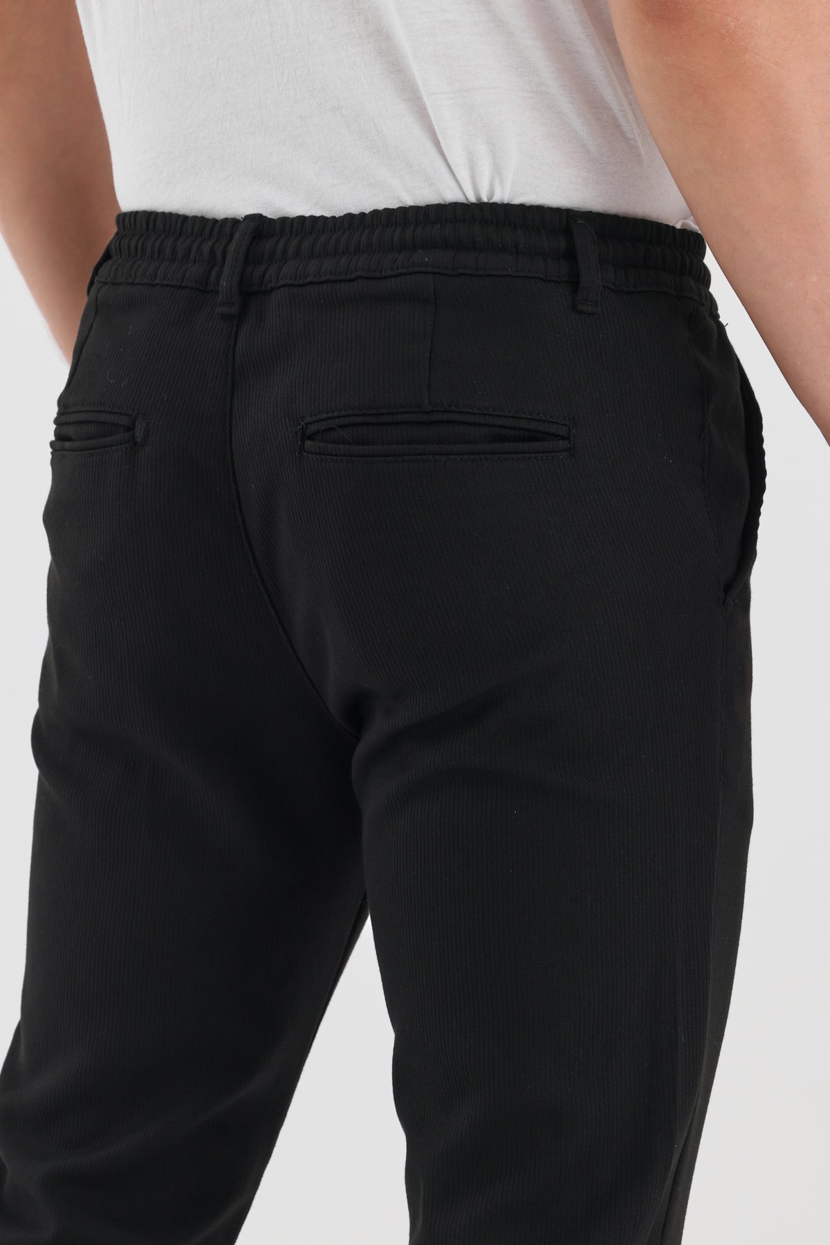Fitilli Kumaş Beli Lastikli Erkek Chino Pantolon