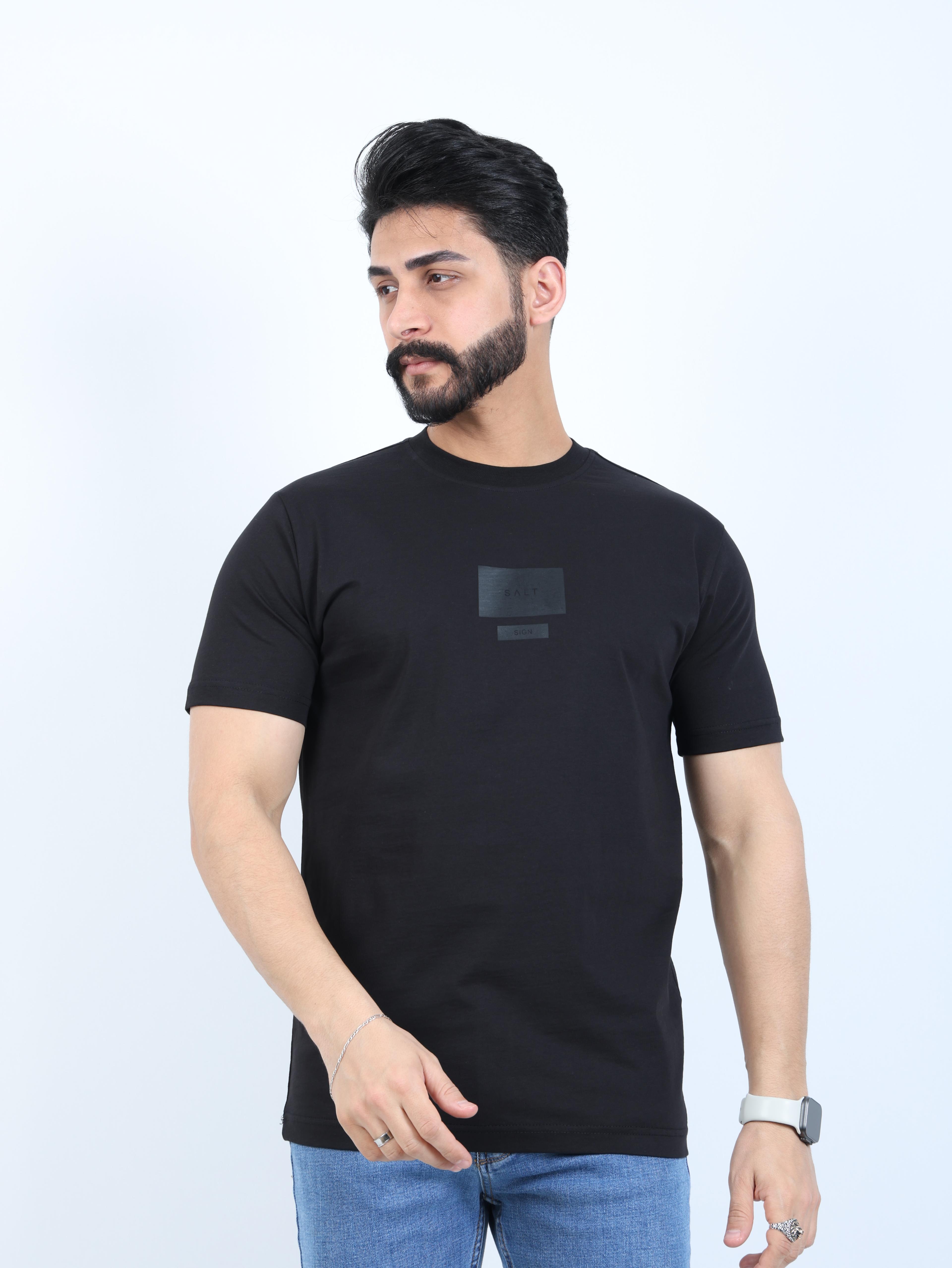 Erkek Bisiklet Yaka Baskı Detaylı Relaxed Fit Tişört