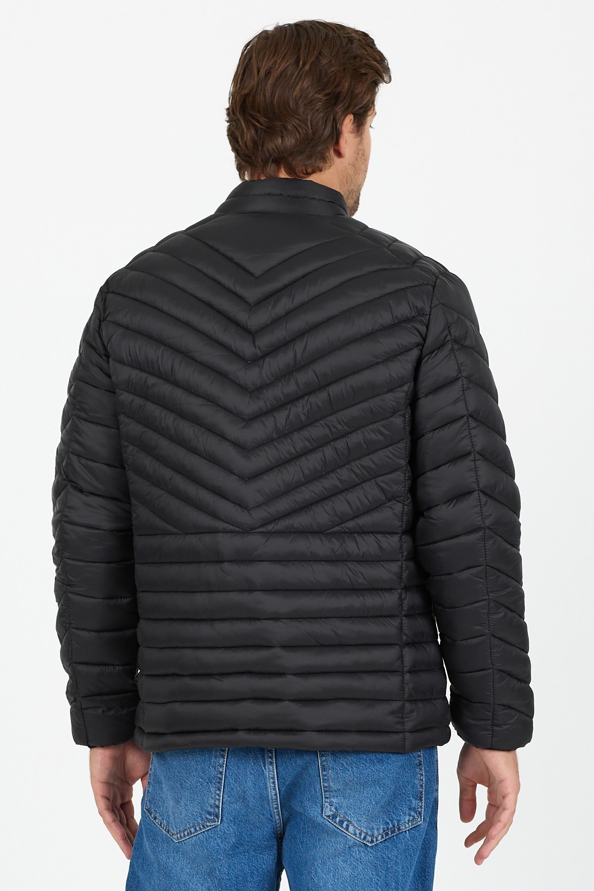 Regular Fit Dik Yaka Şişme Rüzgara ve Suya Dayanıklı Mont- B8152