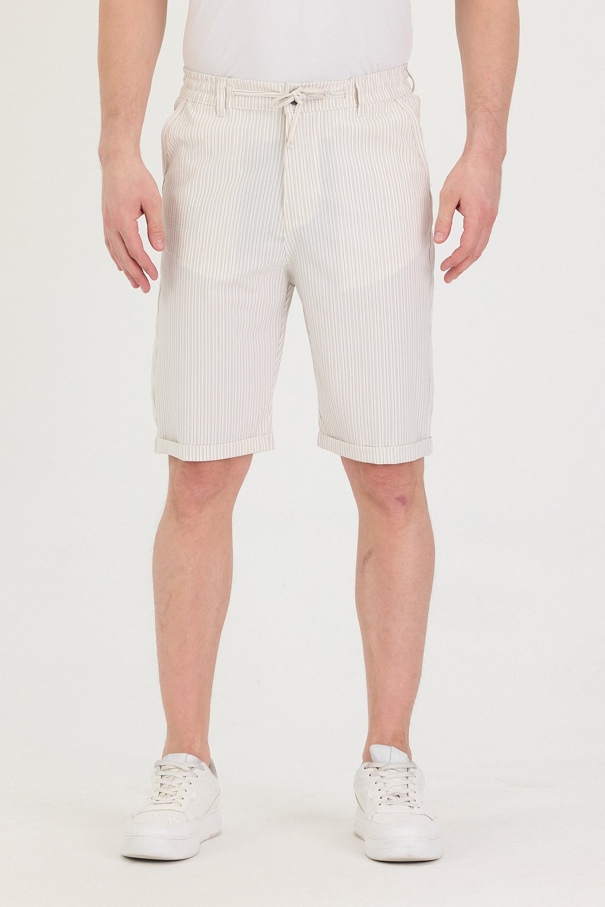 Erkek Slim Fit Chino Şort - Bej