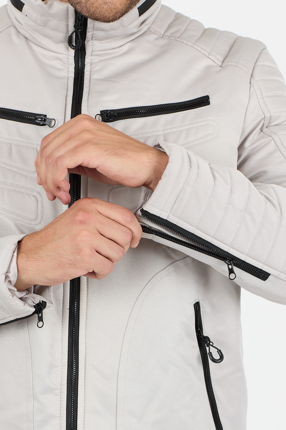 Dik Yaka İçi Peluş Erkek Mont - B8031