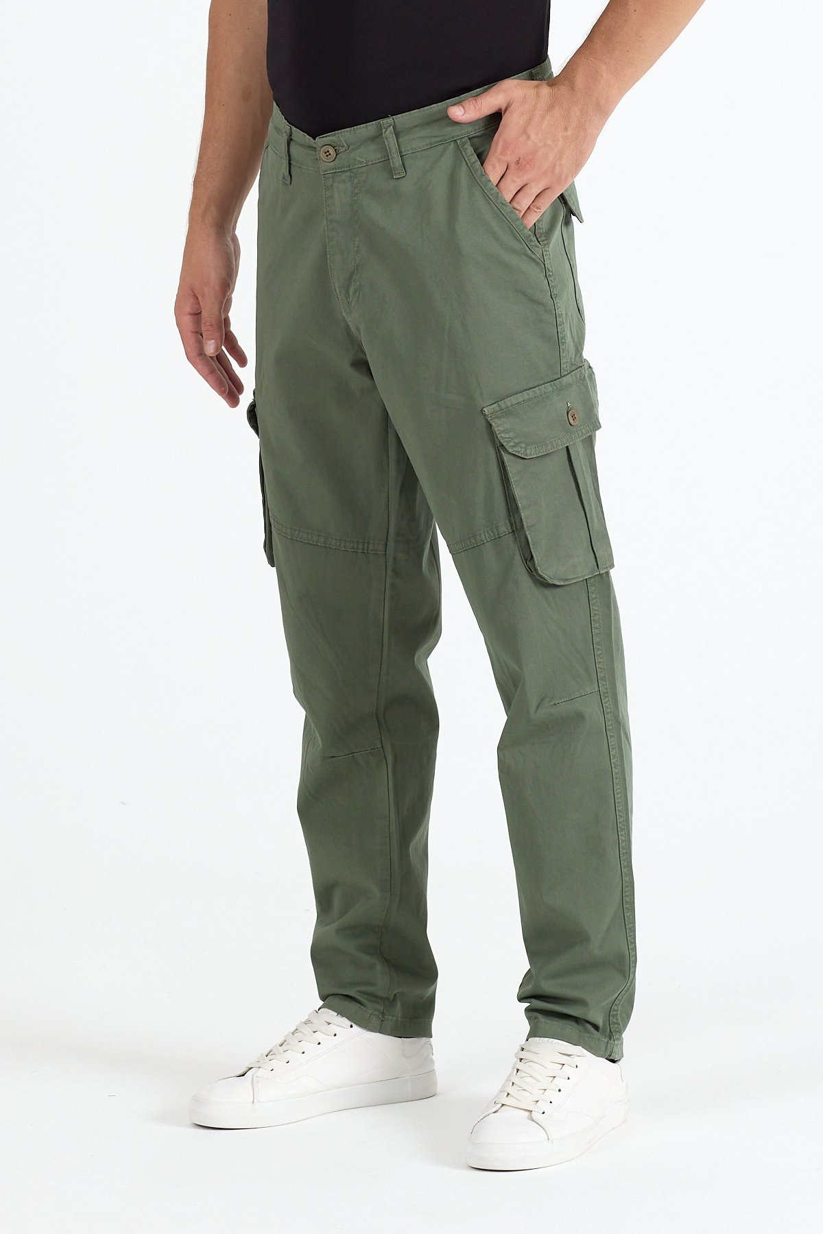 Gabardin Kumaş Erkek Kargo Pantolon - Açık Çağla