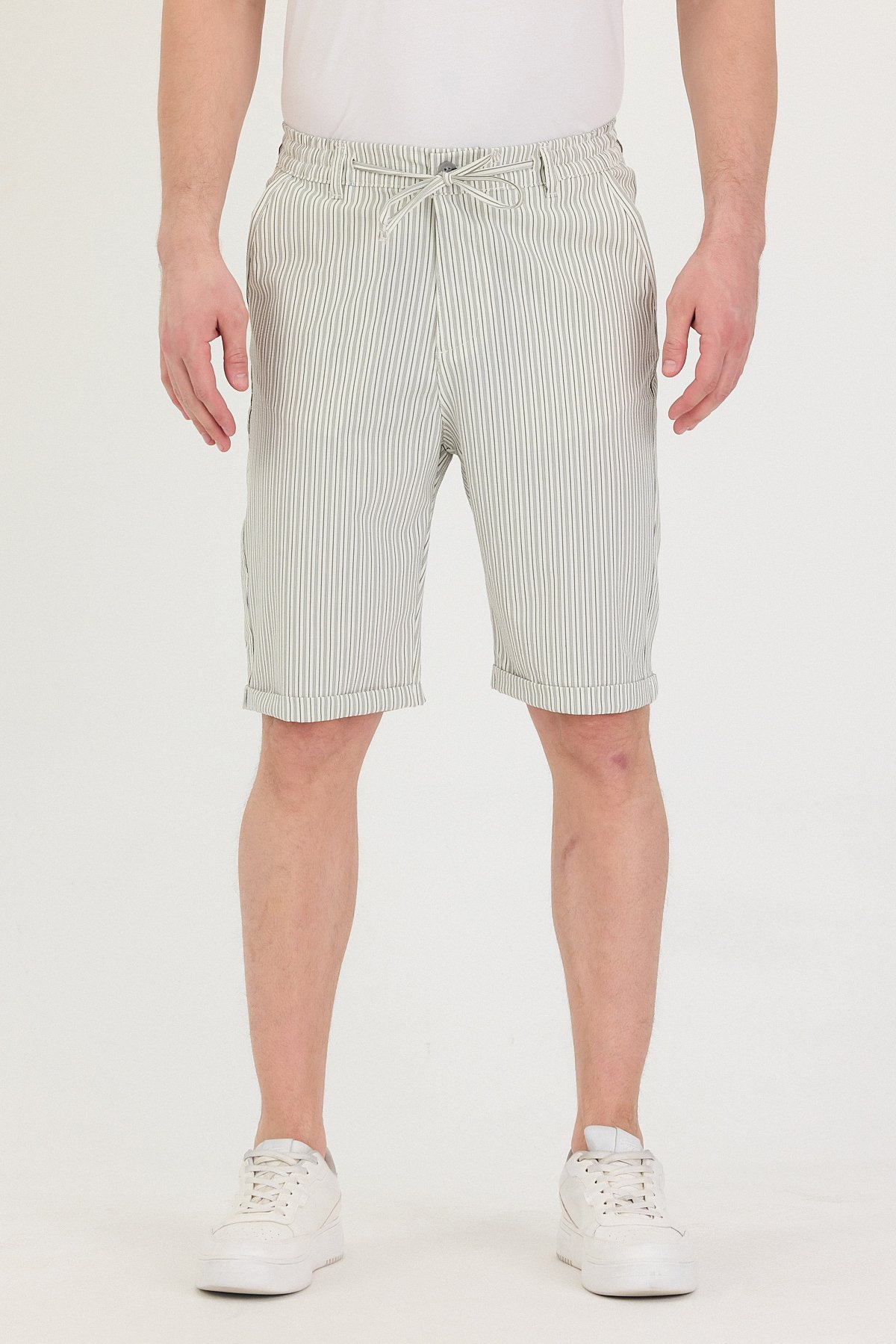 Erkek Slim Fit Chino Şort - Yeşil