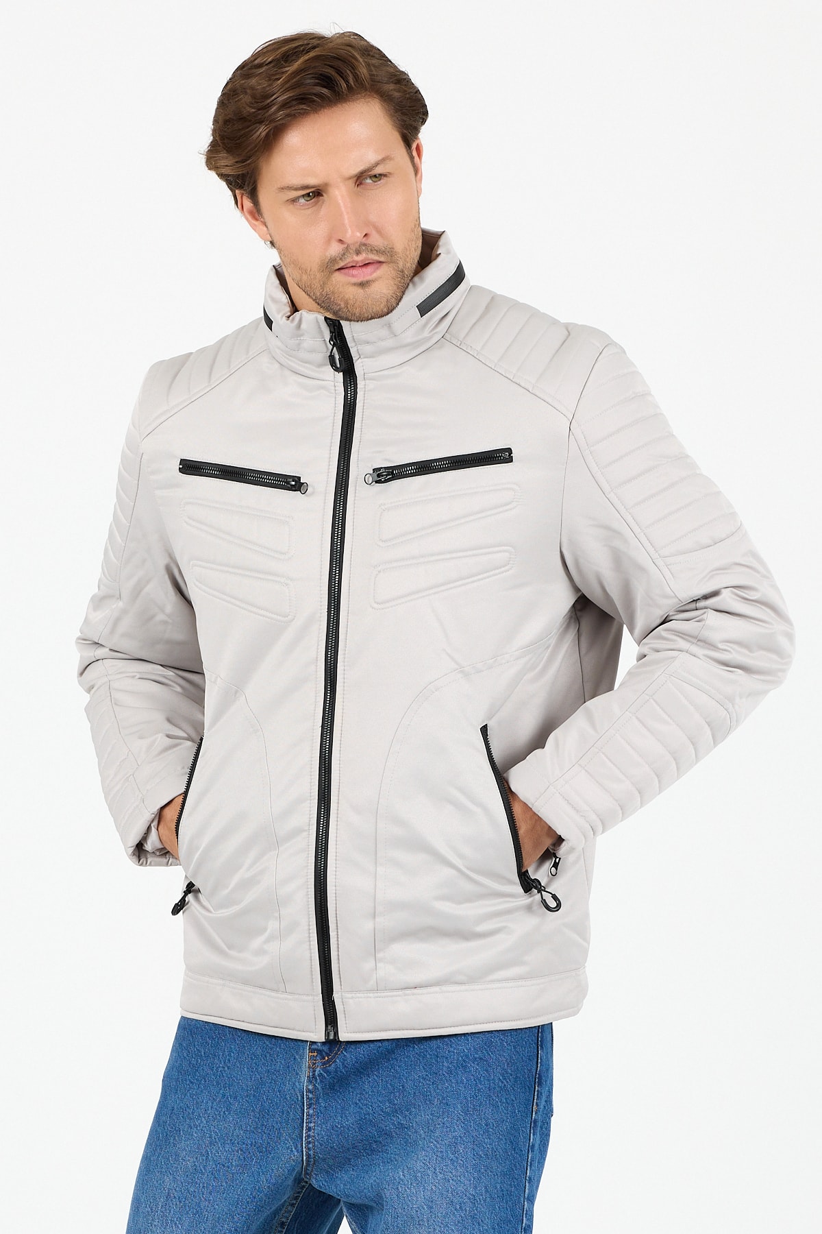 Dik Yaka İçi Peluş Erkek Mont - B8031