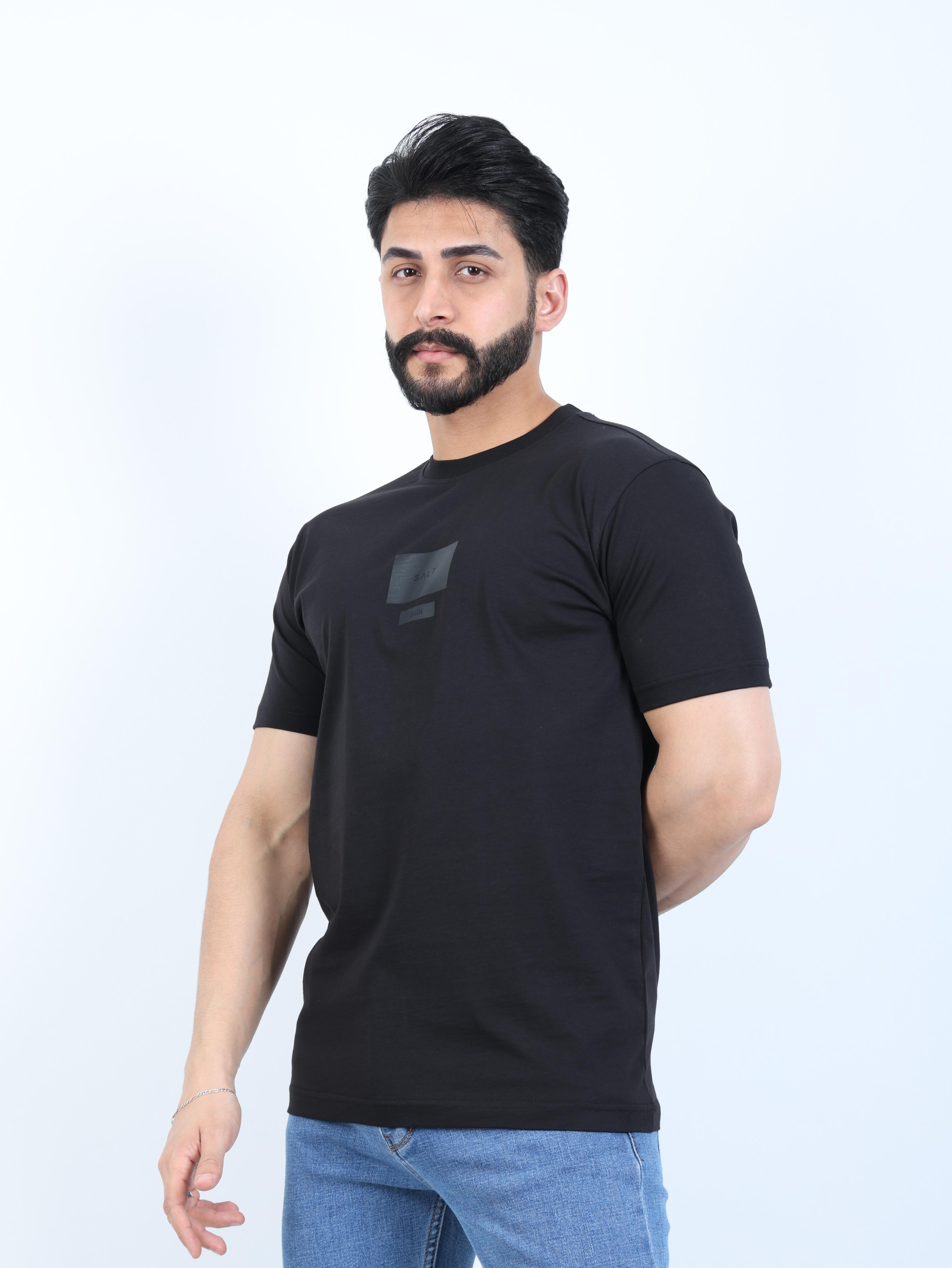 Erkek Bisiklet Yaka Baskı Detaylı Relaxed Fit Tişört