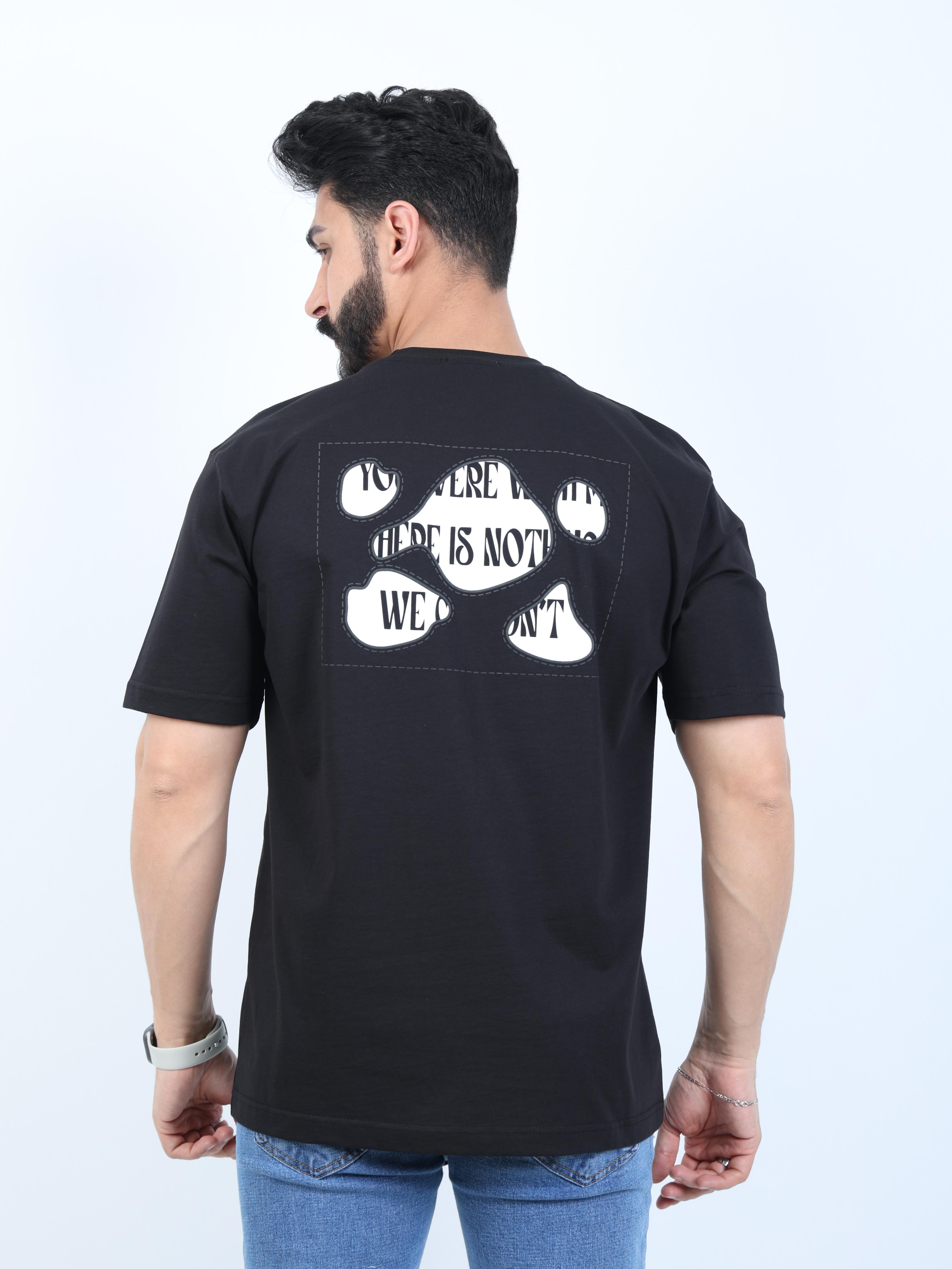 Erkek Bisiklet Yaka Baskılı Oversize Tişört