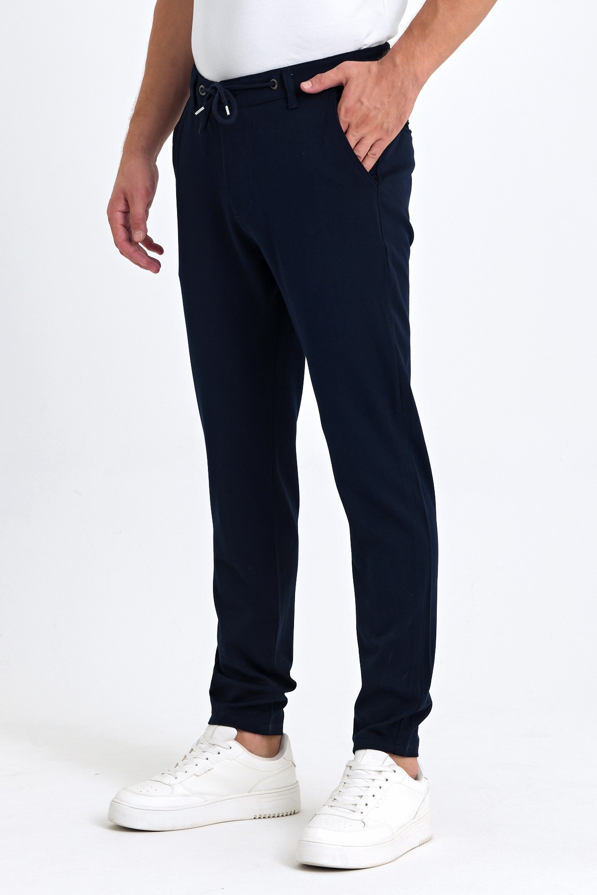 Mevsimlik Örme Kumaş Beli Lastikli Erkek Chino Pantolon
