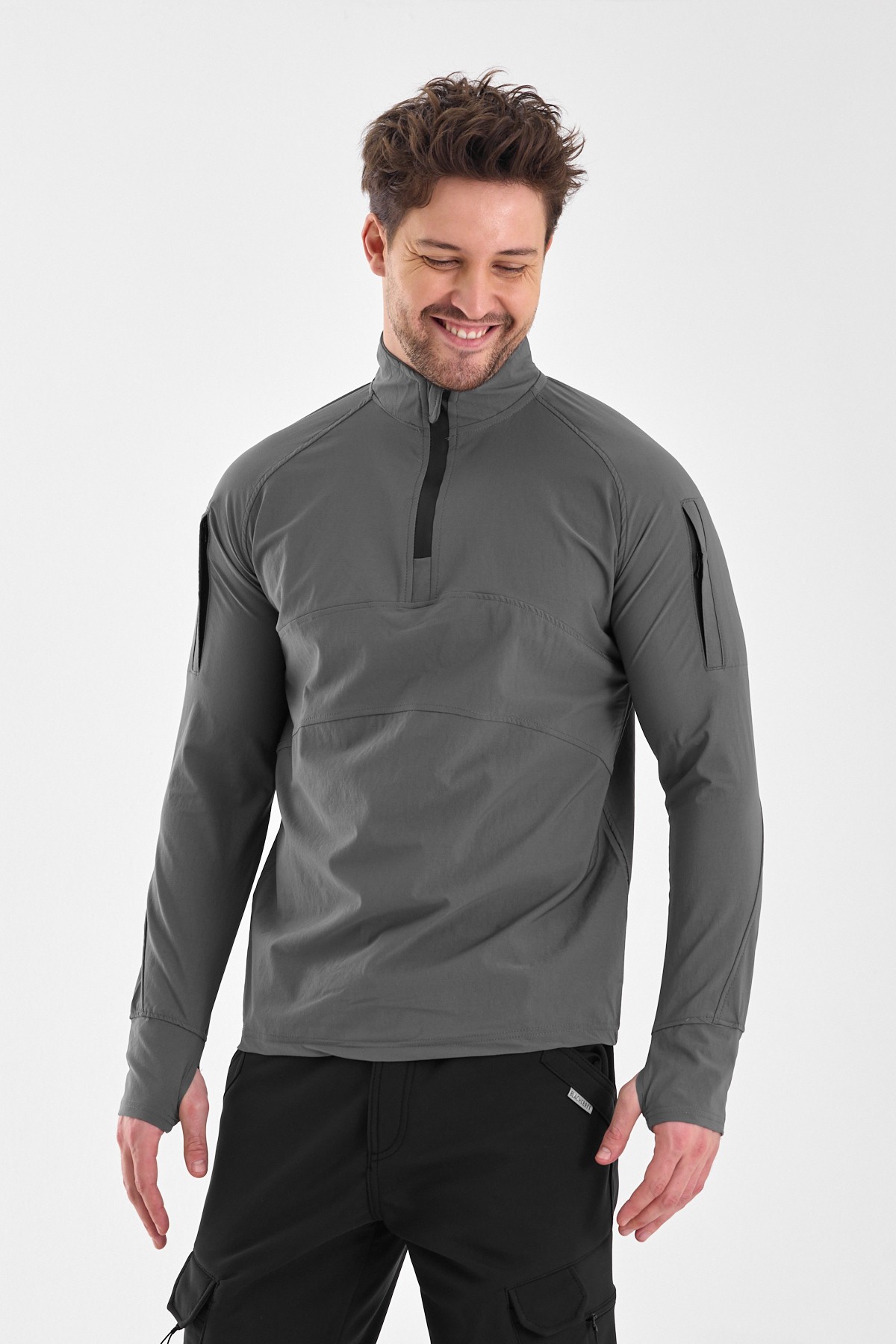 Outdoor Taktik Erkek Sweatshirt Spor Sivit - Gri