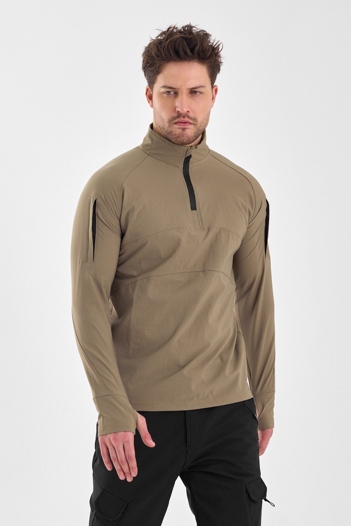 Outdoor Taktik Erkek Sweatshirt Spor Sivit - Bej