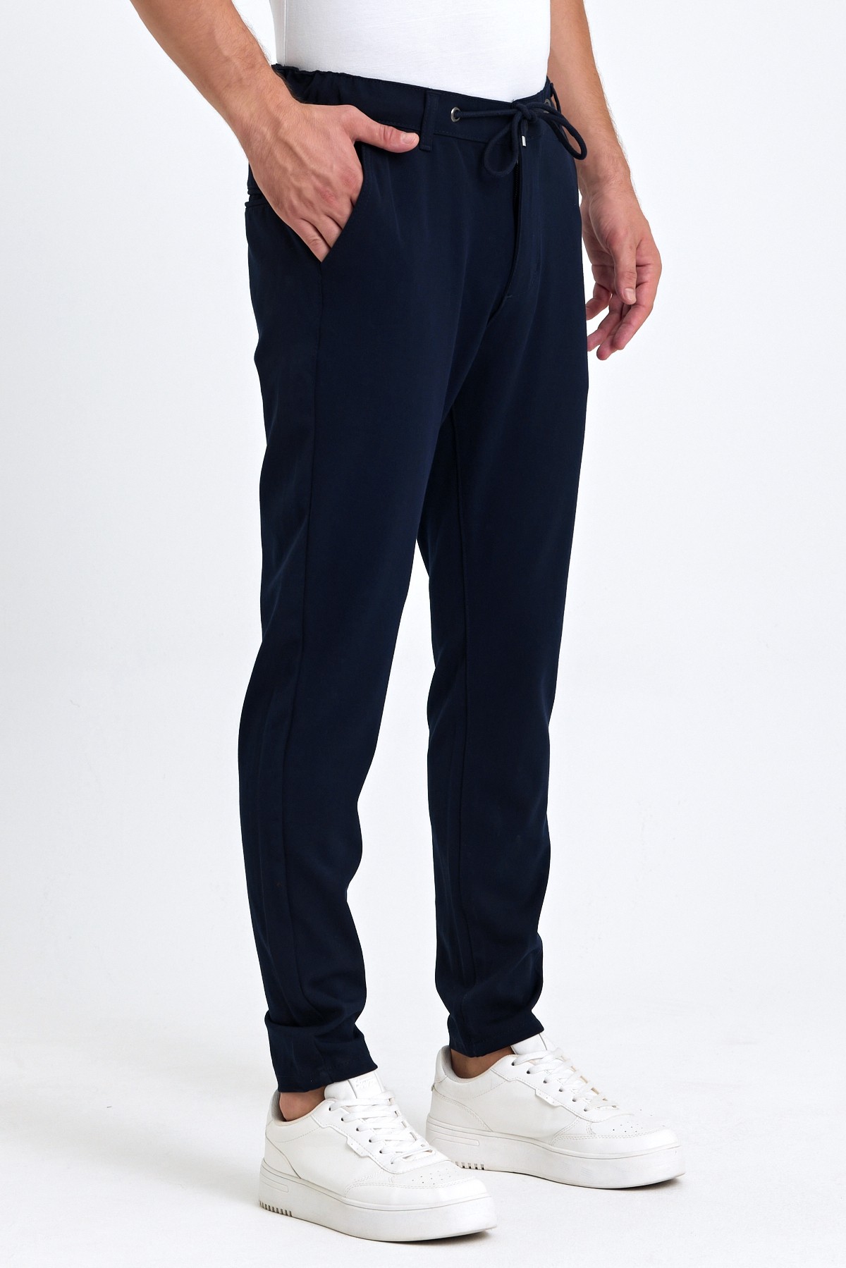 Mevsimlik Örme Kumaş Beli Lastikli Erkek Chino Pantolon