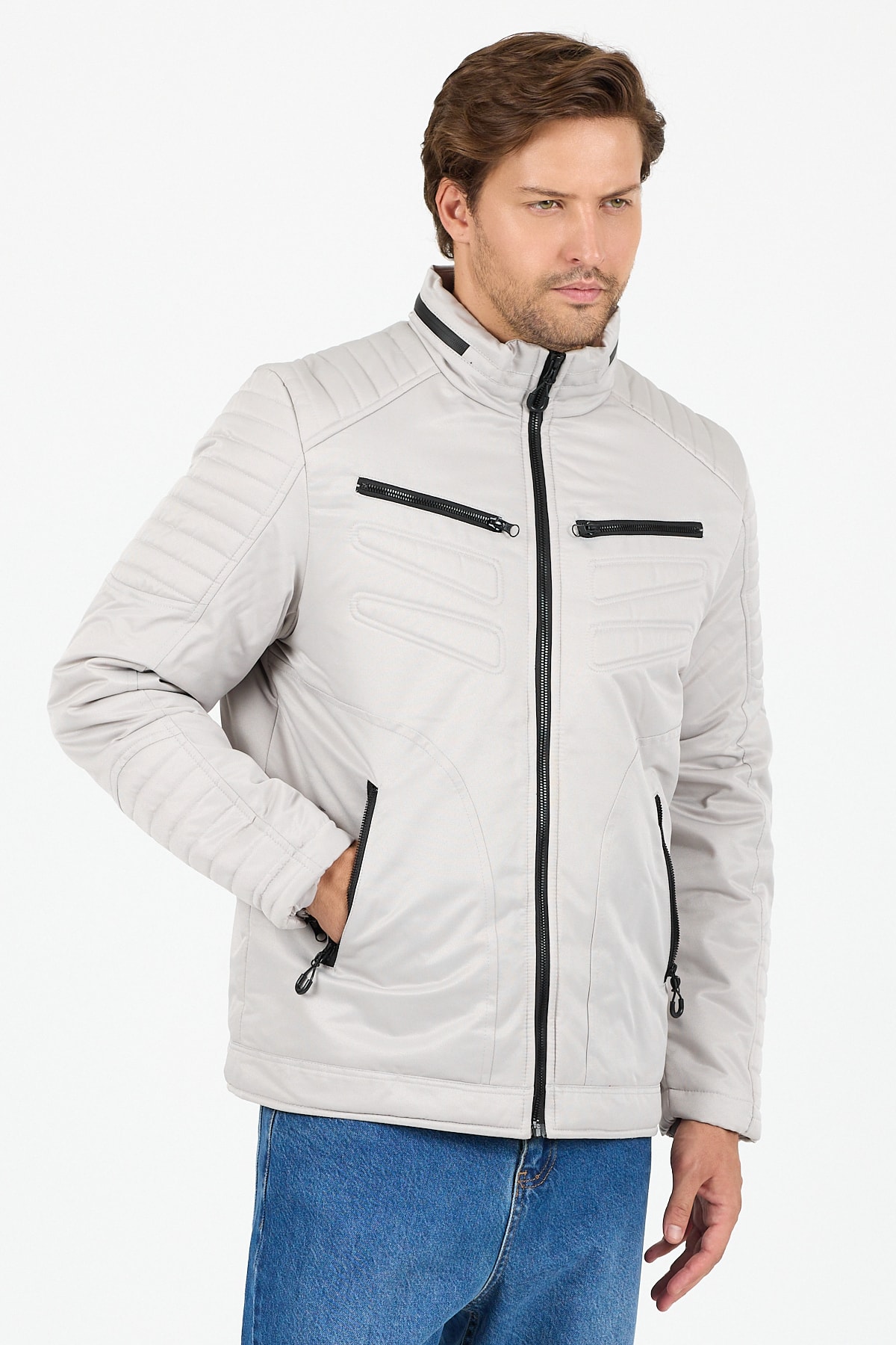 Dik Yaka İçi Peluş Erkek Mont - B8031