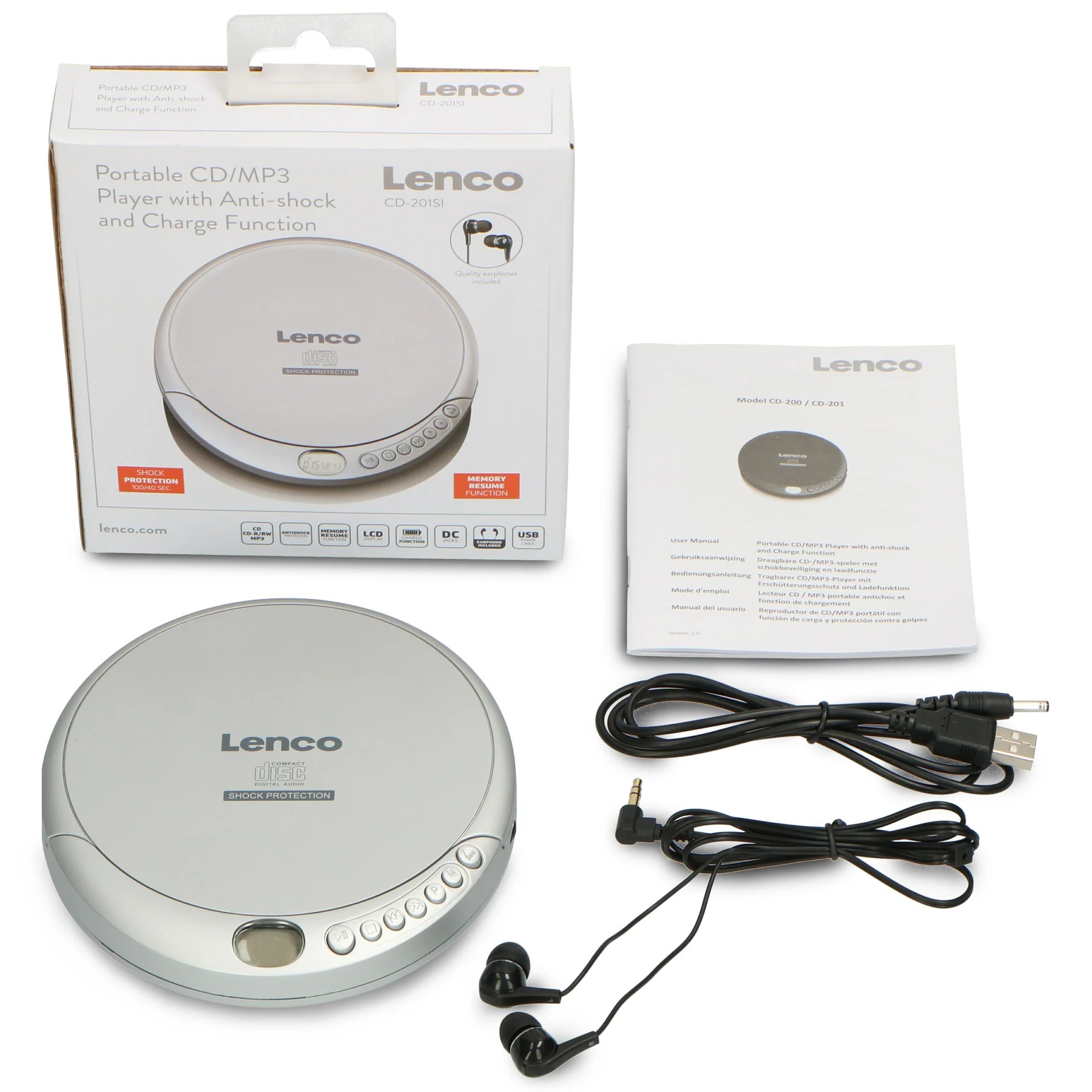 Lenco CD-201SI Gri Discman | Taşınabilir CD Çalar