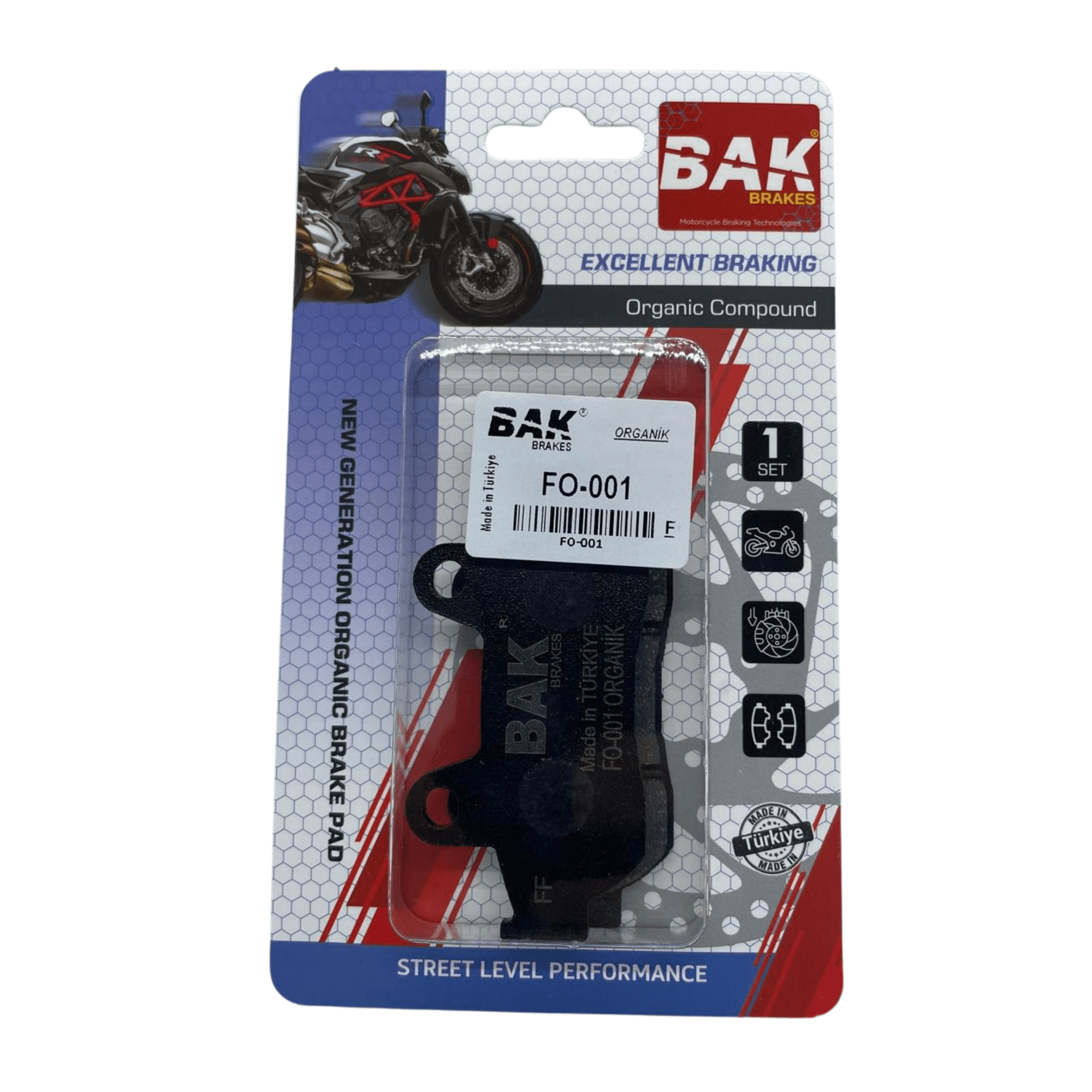 BAK BRAKES  FO-001  Organik Fren Balata Seti  Honda Spacy 110, Alpha 110 Ön 