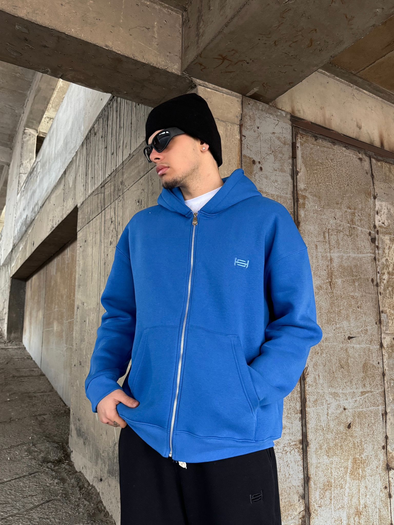 Basic Oversize Zip Hoodie 4044