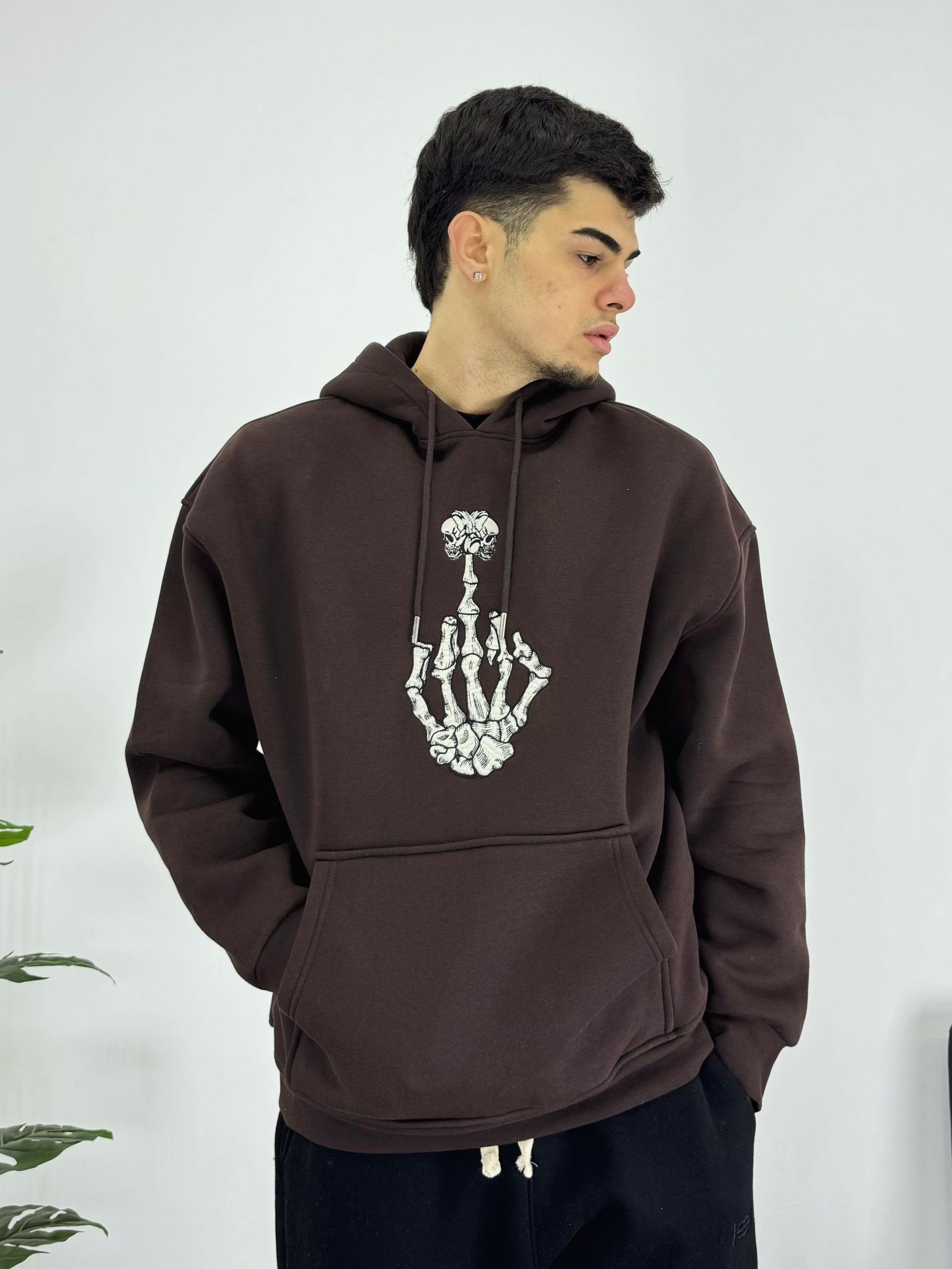 Kuru Kafa Nakışlı Oversize Sweatshirt 6522