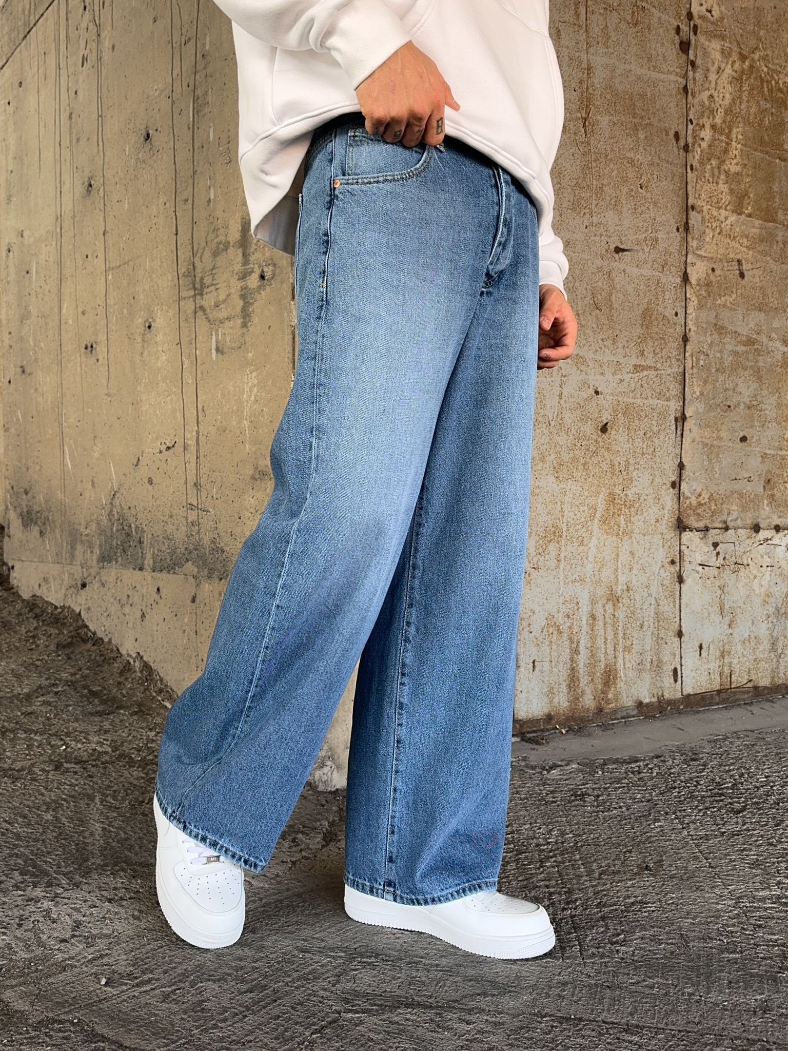 Taşlamalı Super Baggy Jean 6098