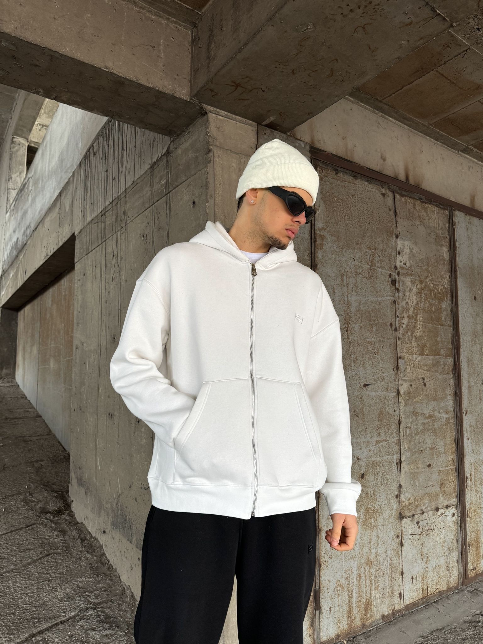 Oversize Basic Zip Hoodie 4037