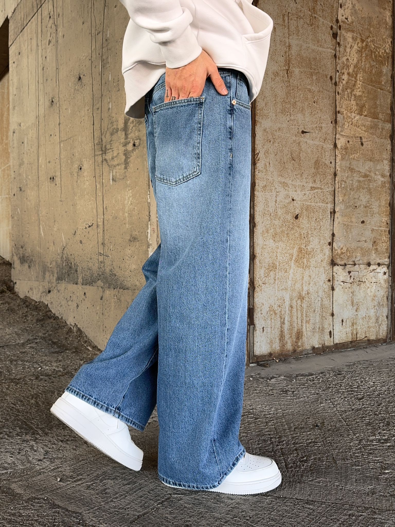 Taşlamalı Super Baggy Jean 6098