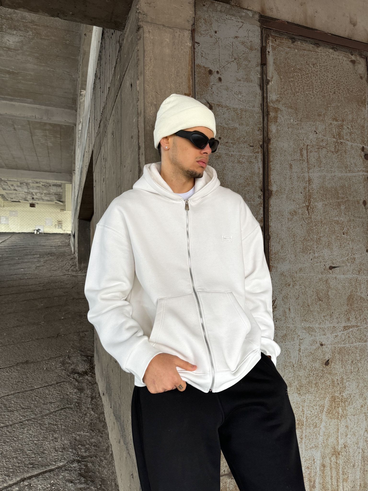 Oversize Basic Zip Hoodie 4037