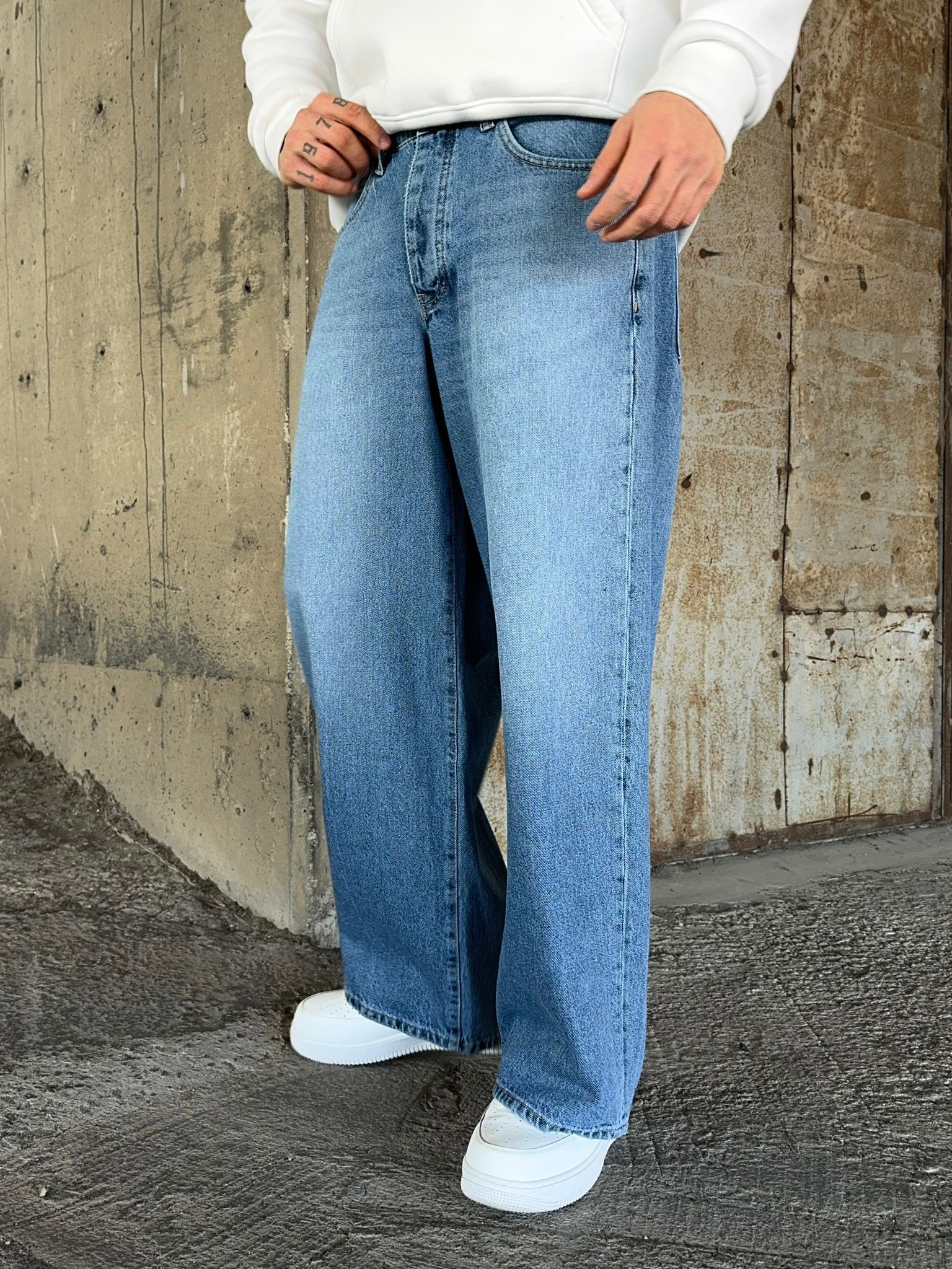 Taşlamalı Super Baggy Jean 6098